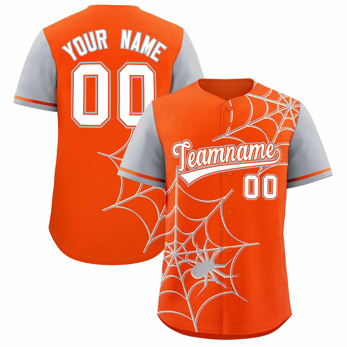 Custom Orange-Gray Spider Web Pattern Raglan Sleeves Authentic Baseball Jersey | KXKSHOP