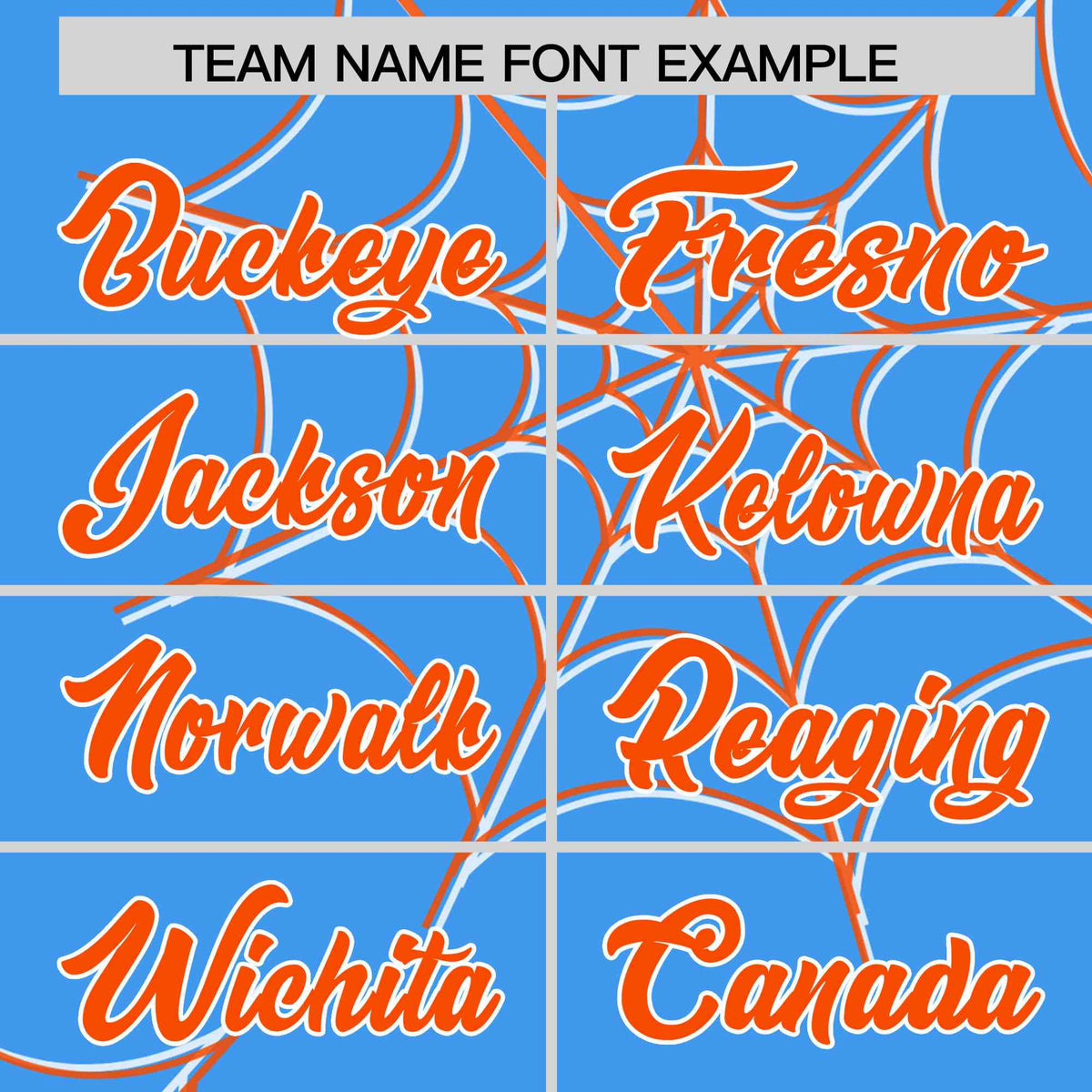 Custom Powder Blue-Orange Spider Web Pattern Raglan Sleeves Authentic Baseball Jersey | KXKSHOP