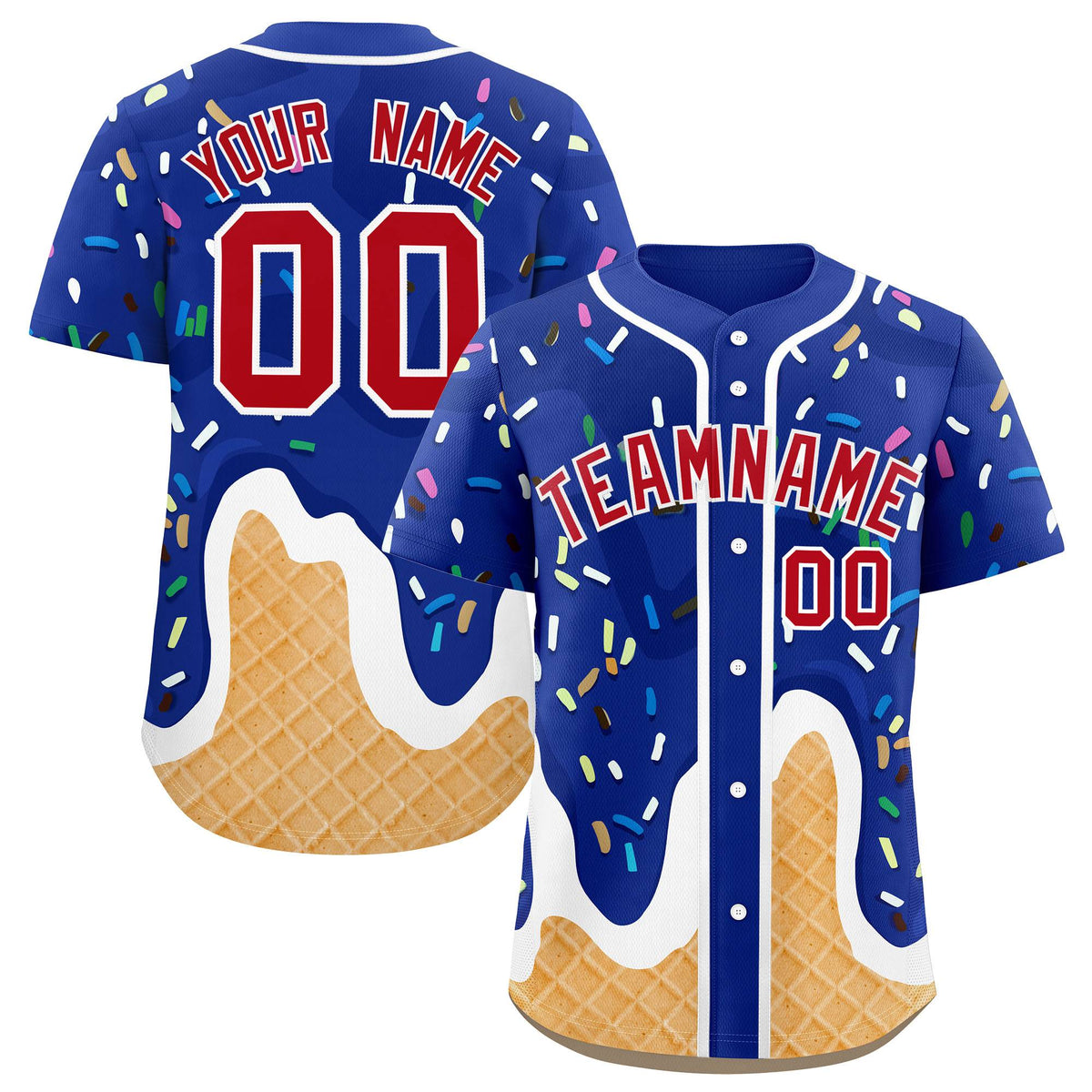Custom Royal Ice Cream Cone Graffiti Pattern Fashion Authentic Baseball Jersey| KXKSHOP