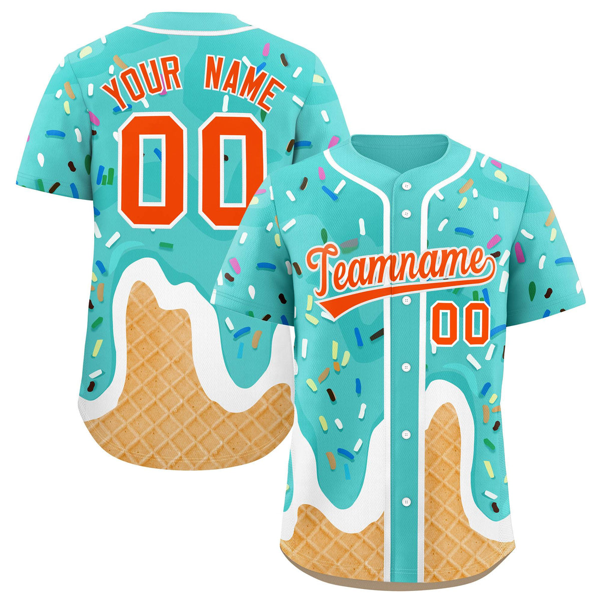 Custom Bright Green Ice Cream Cone Graffiti Pattern Fashion Authentic Baseball Jersey| KXKSHOP