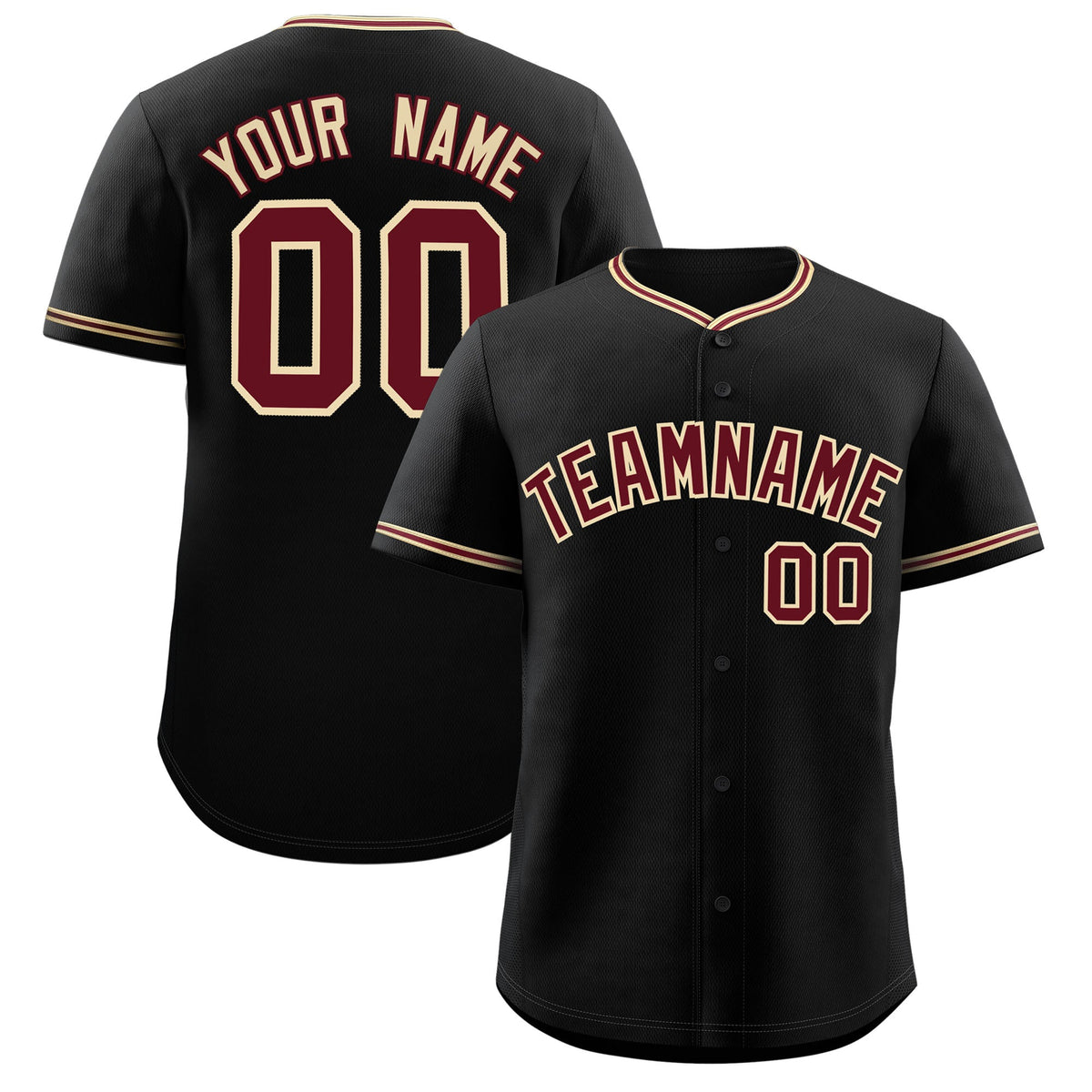 Custom Black Crimson-Khaki Classic Personalized Baseball Sports Uniform| KXKSHOP