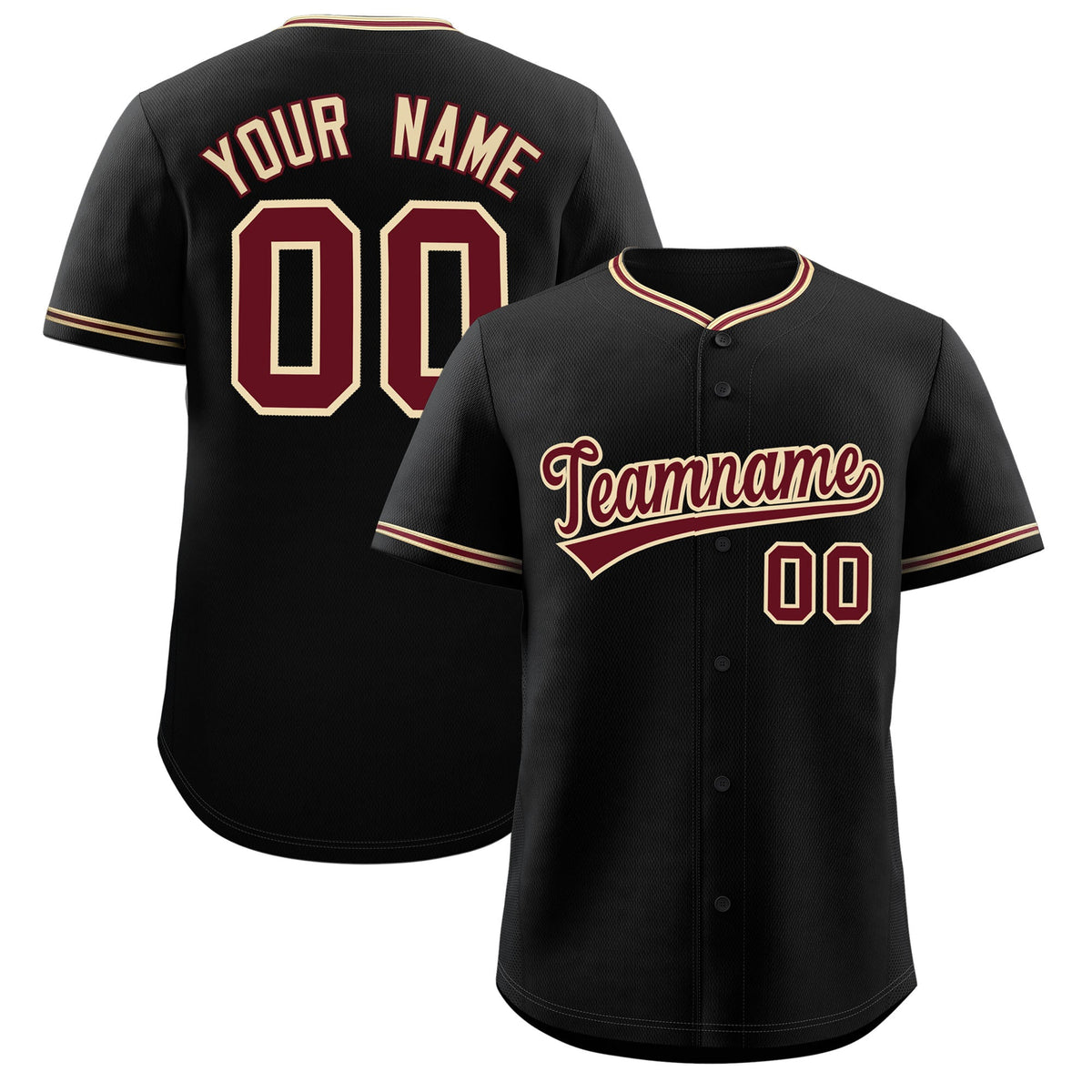 Custom Black Crimson-Khaki Classic Personalized Baseball Sports Uniform| KXKSHOP