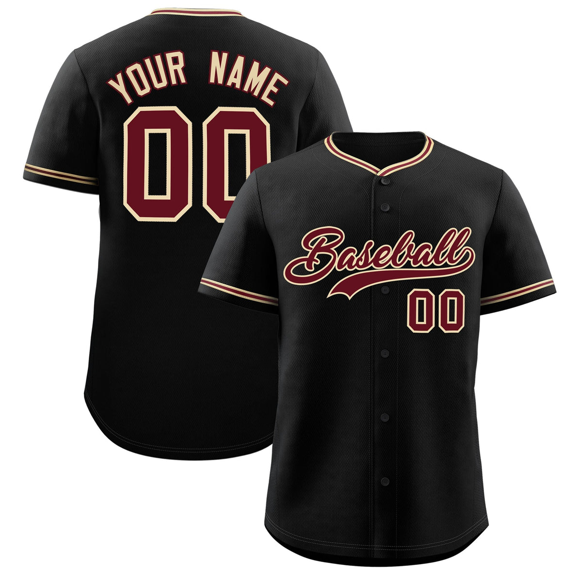 Custom Black Crimson-Khaki Classic Personalized Baseball Sports Uniform| KXKSHOP