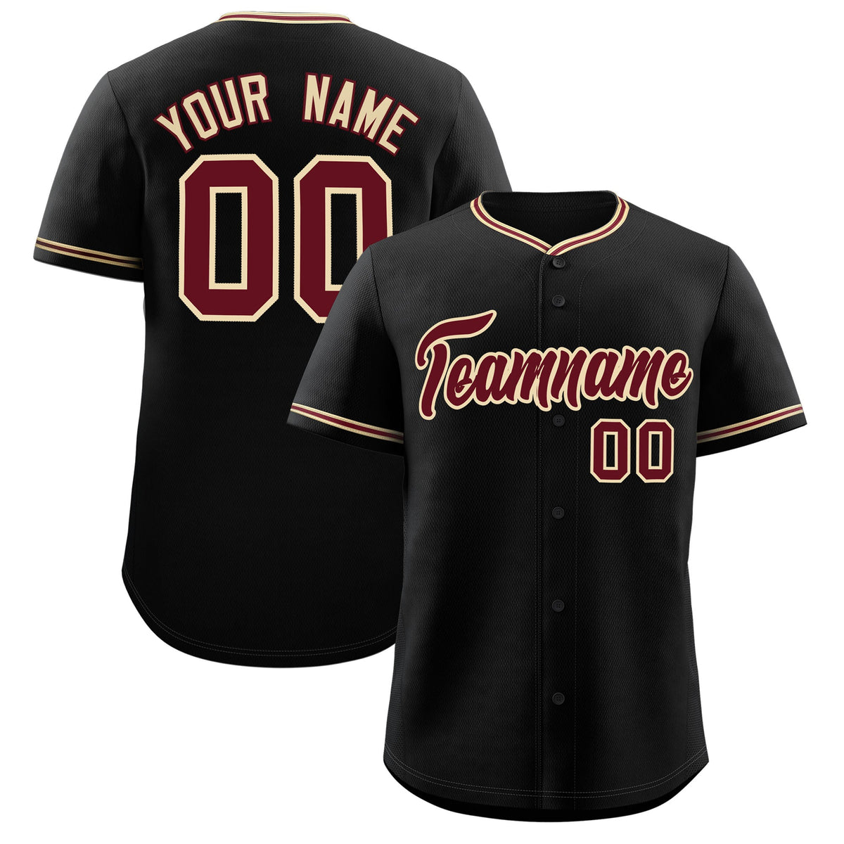 Custom Black Crimson-Khaki Classic Personalized Baseball Sports Uniform| KXKSHOP