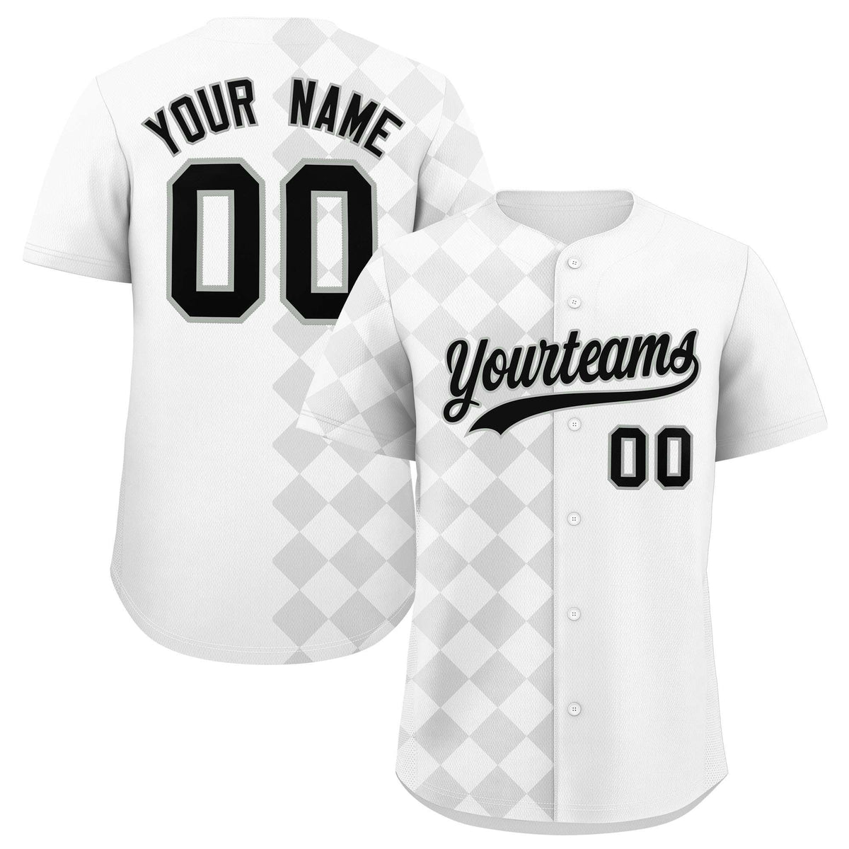 Custom White Rhombus Design Authentic Baseball Jersey| KXKSHOP