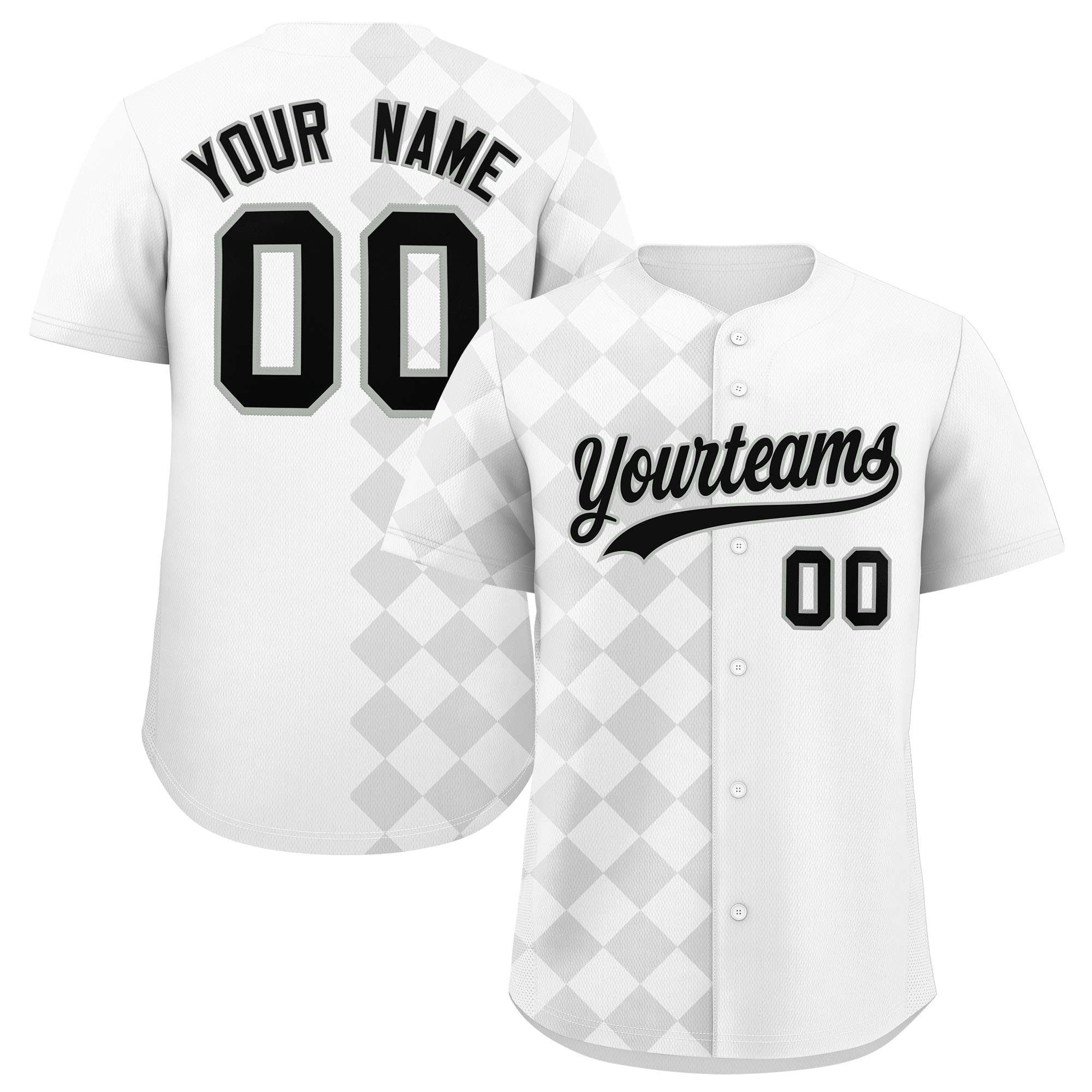 Custom White Rhombus Design Authentic Baseball Jersey| KXKSHOP