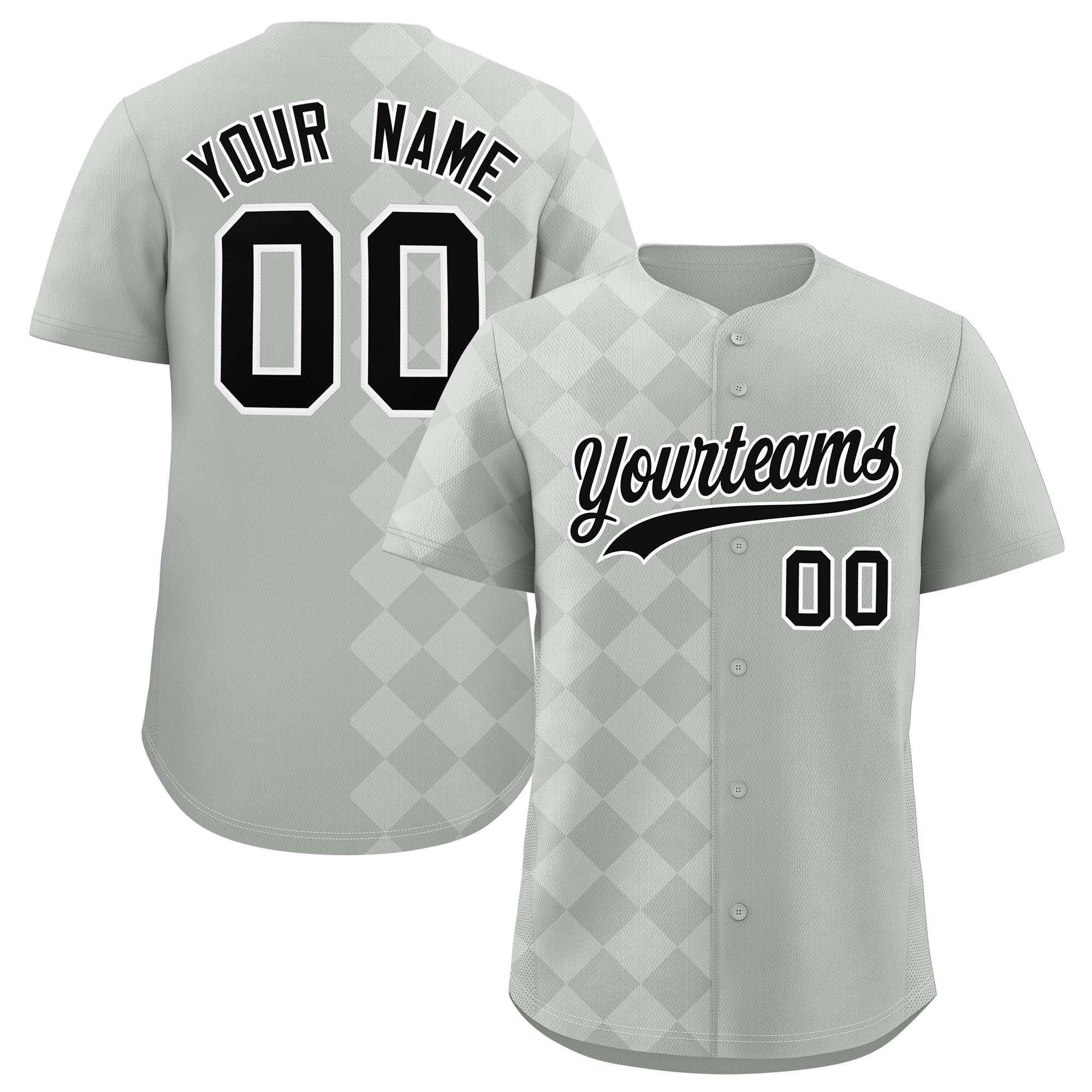 Custom Gray Rhombus Design Authentic Baseball Jersey| KXKSHOP