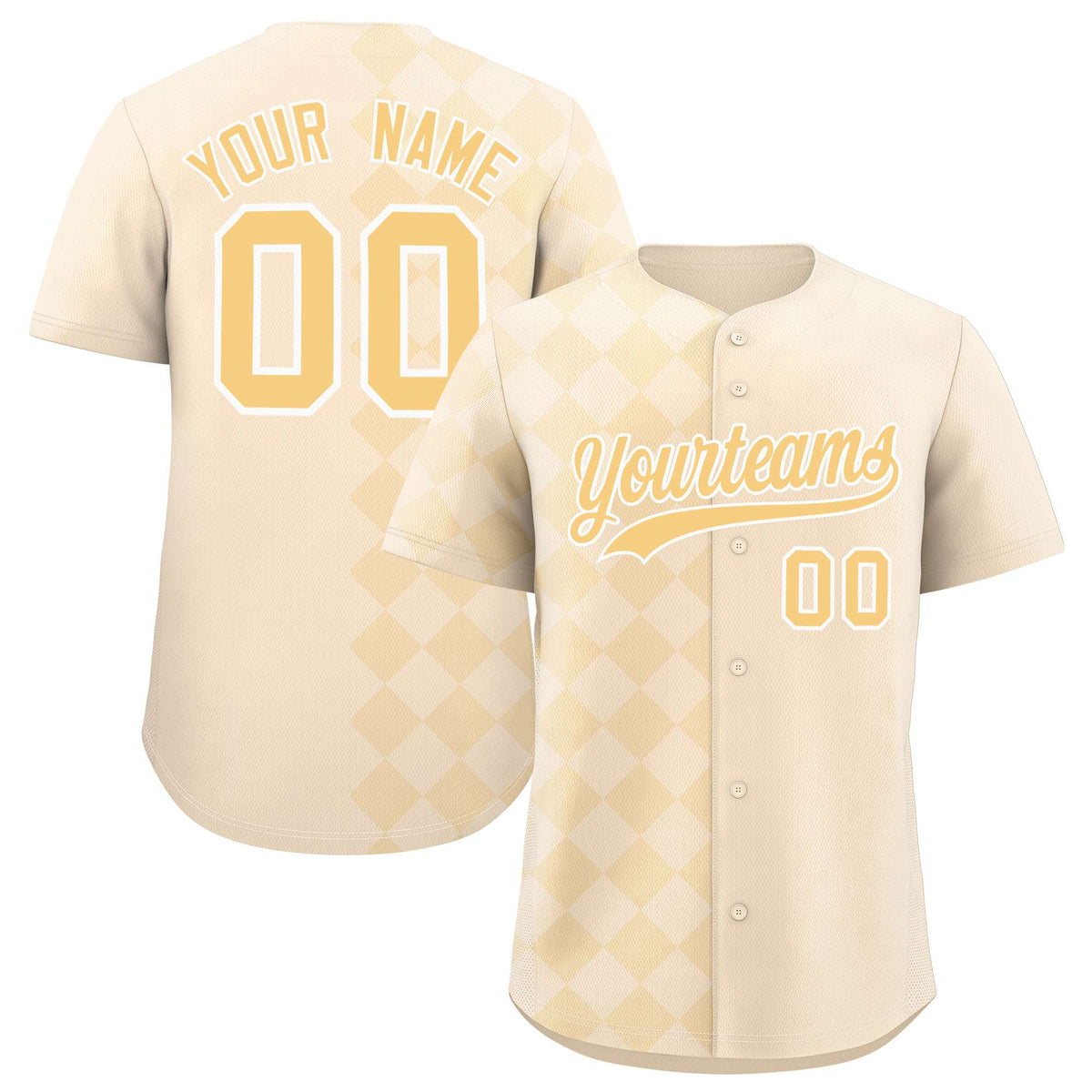 Custom Cream Rhombus Design Authentic Baseball Jersey| KXKSHOP