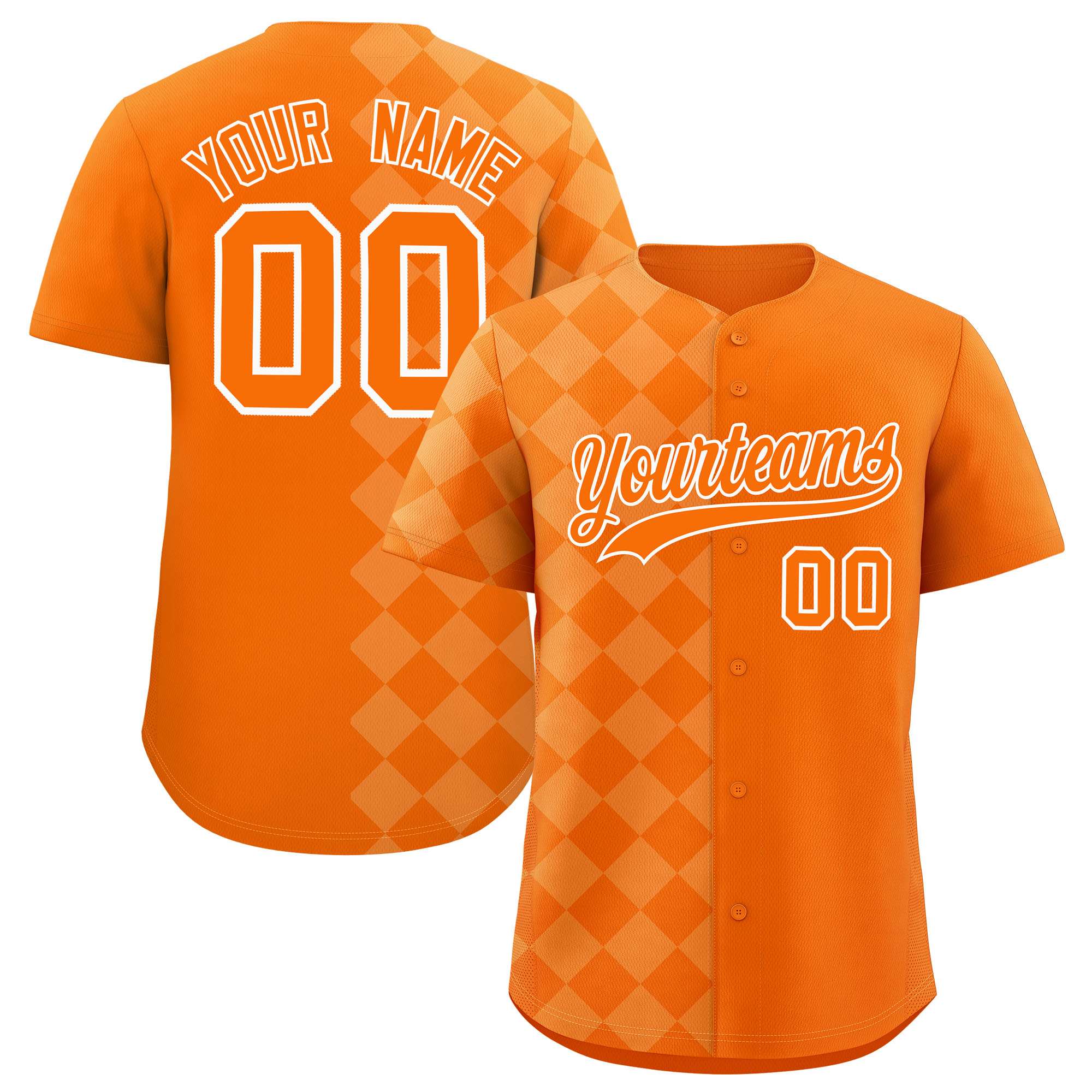 Custom Orange Rhombus Design Authentic Baseball Jersey| KXKSHOP