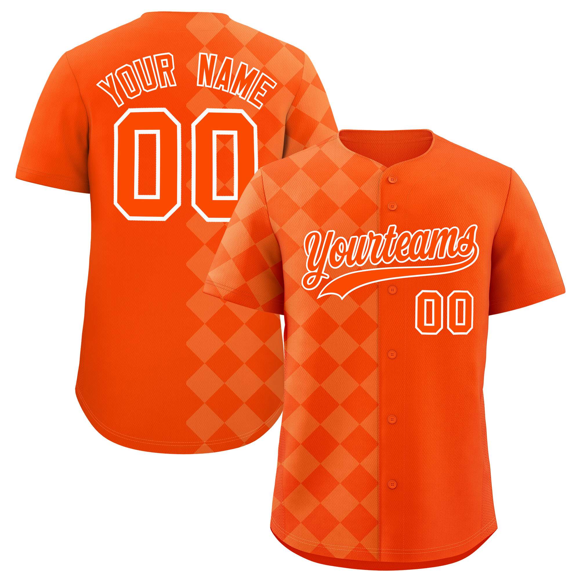 Custom Orange Rhombus Design Authentic Baseball Jersey| KXKSHOP