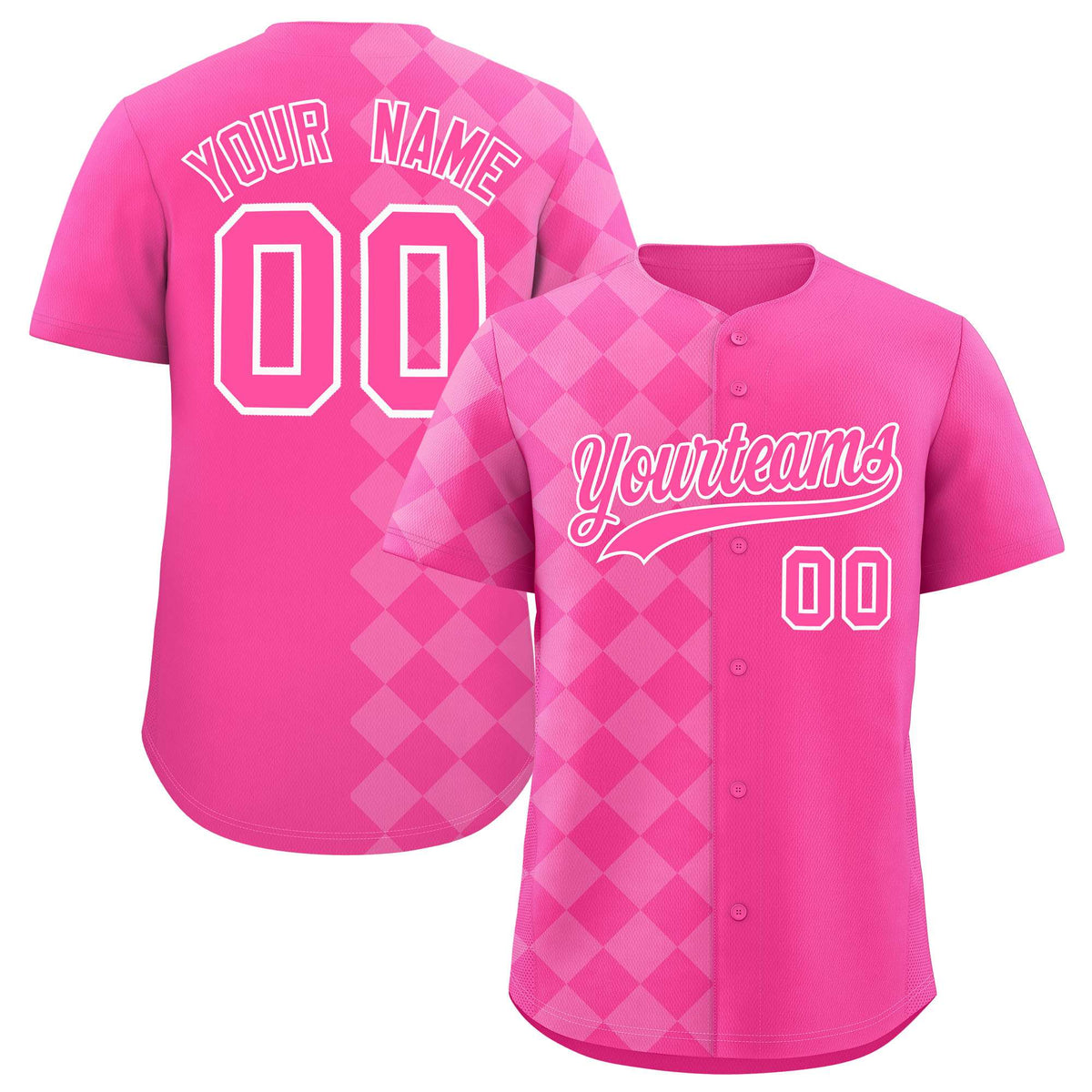 Custom Pink Rhombus Design Authentic Baseball Jersey| KXKSHOP
