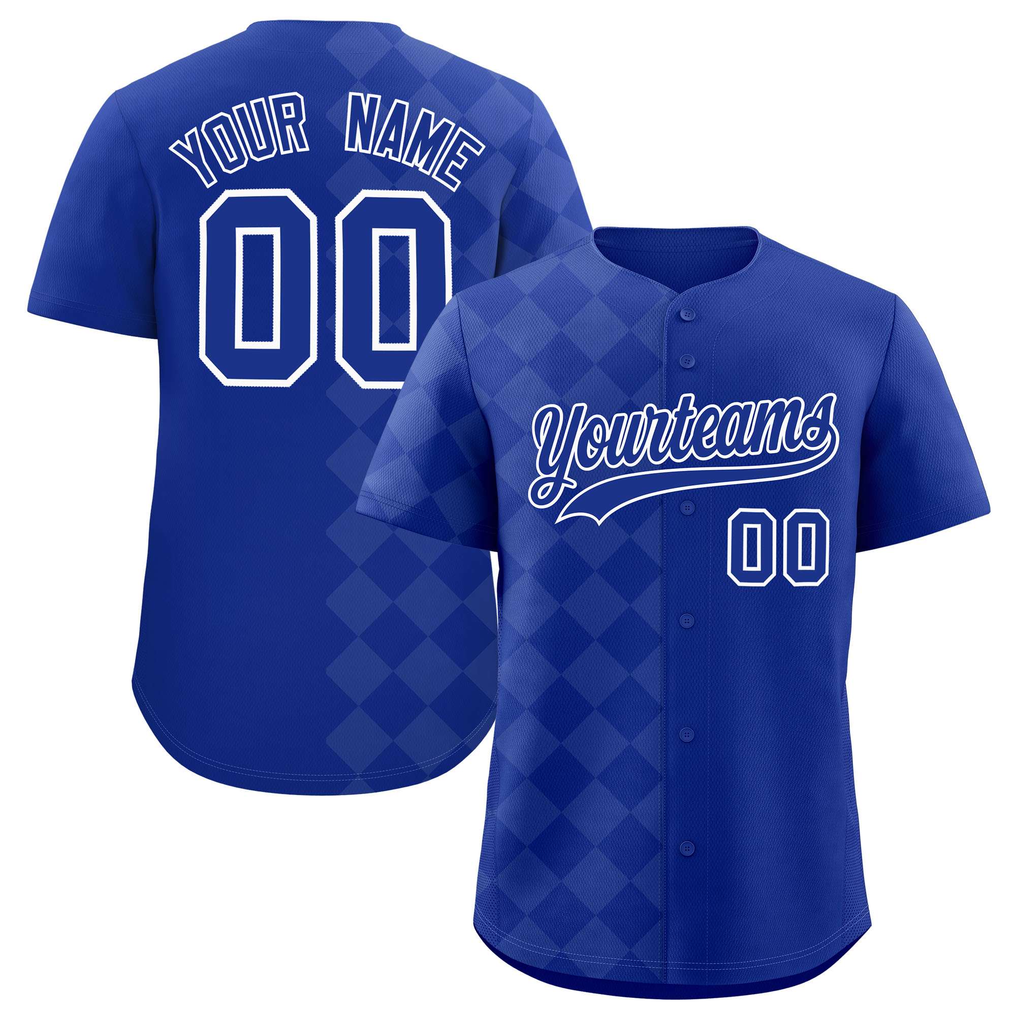 Custom Royal Rhombus Design Authentic Baseball Jersey| KXKSHOP