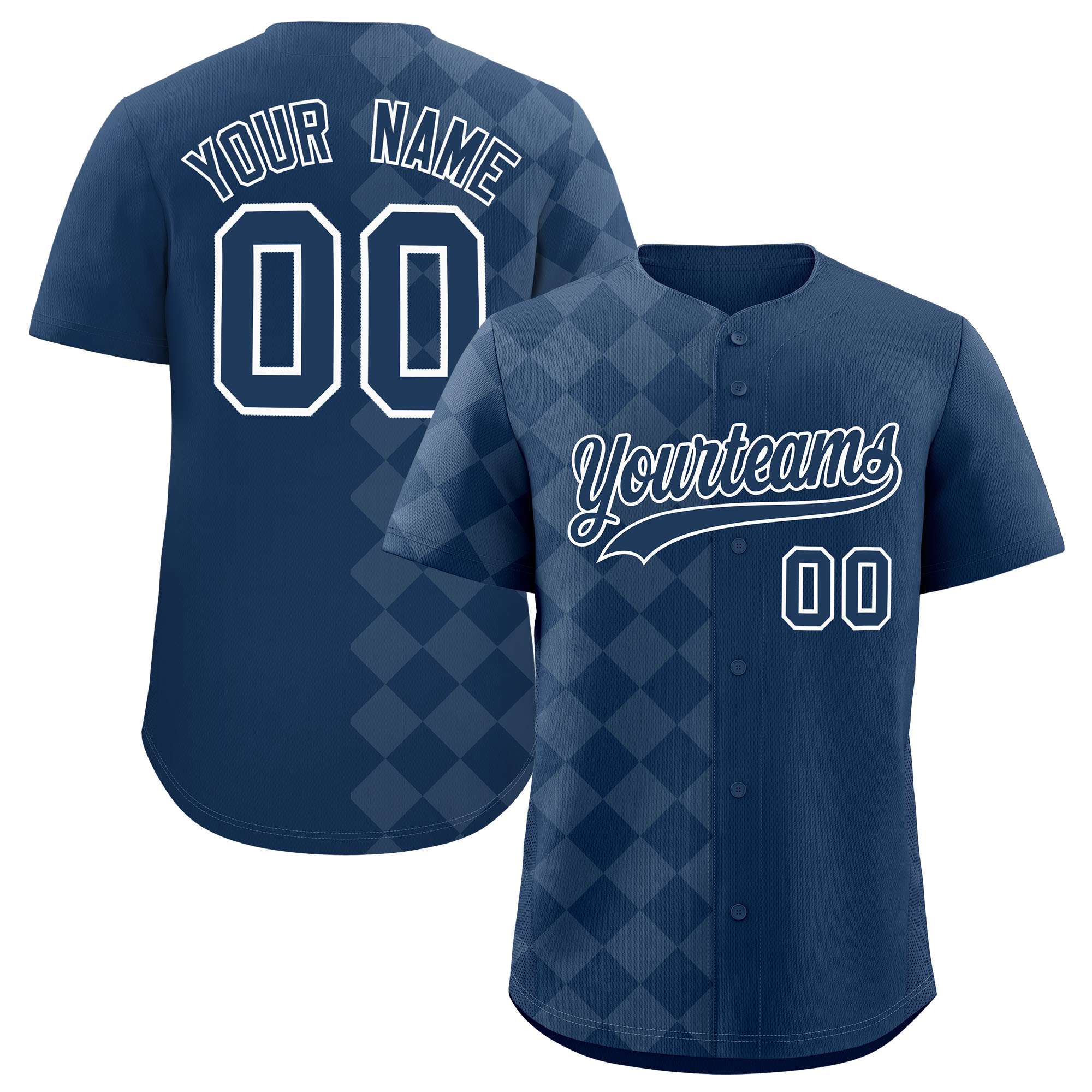 Custom Midnight Blue Rhombus Design Authentic Baseball Jersey| KXKSHOP