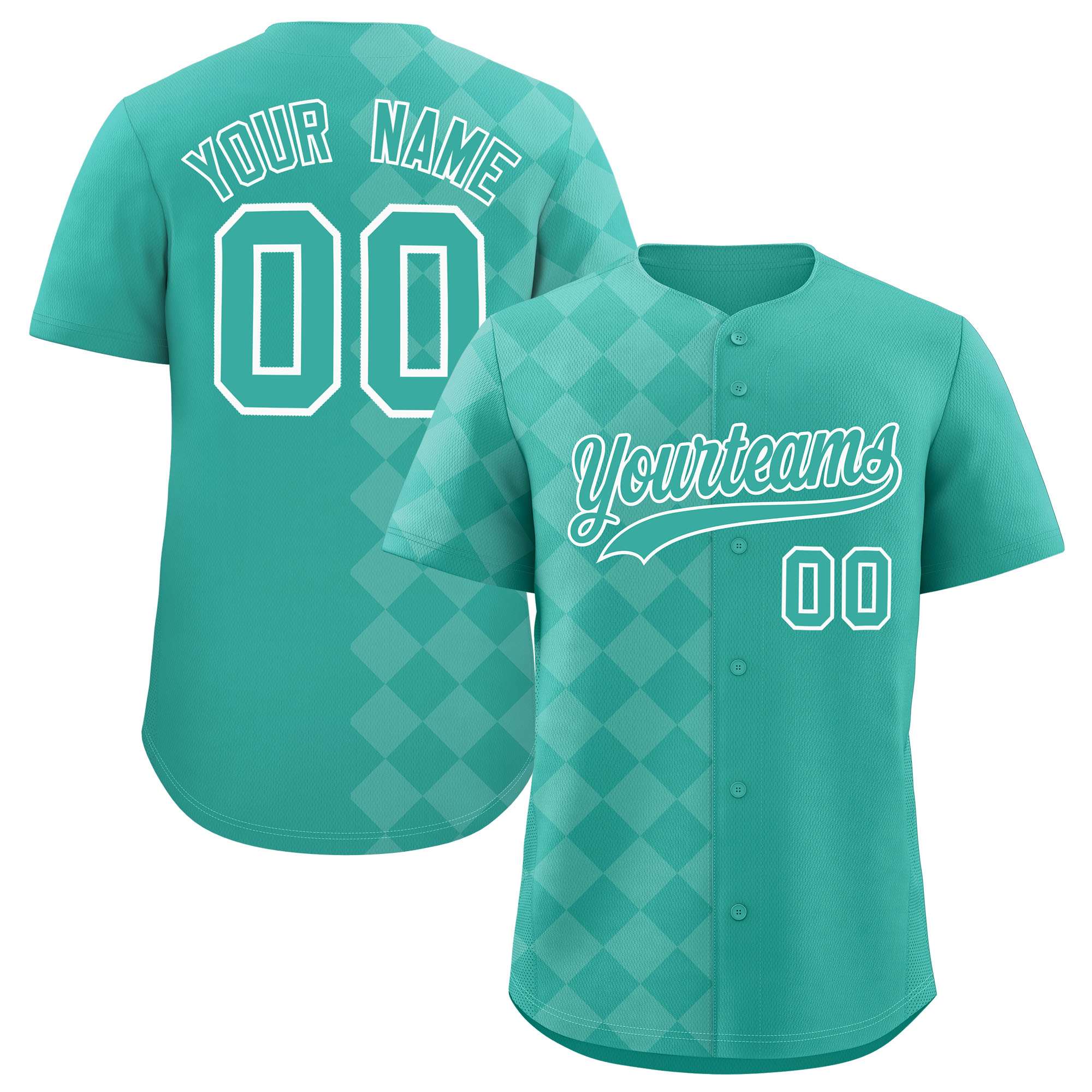 Custom Bright Green Rhombus Design Authentic Baseball Jersey| KXKSHOP