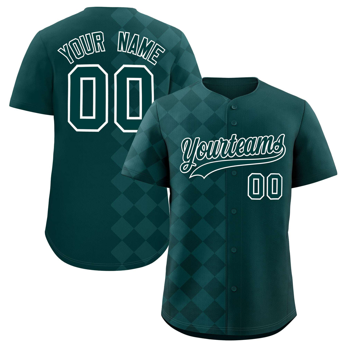 Custom Midnight Green Rhombus Design Authentic Baseball Jersey| KXKSHOP