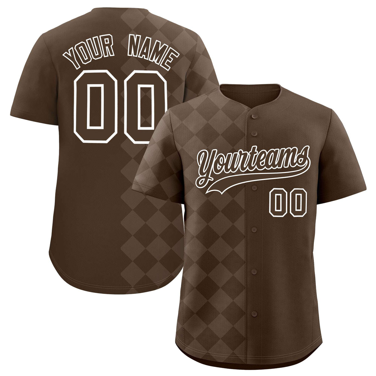 Custom Light Brown Rhombus Design Authentic Baseball Jersey| KXKSHOP