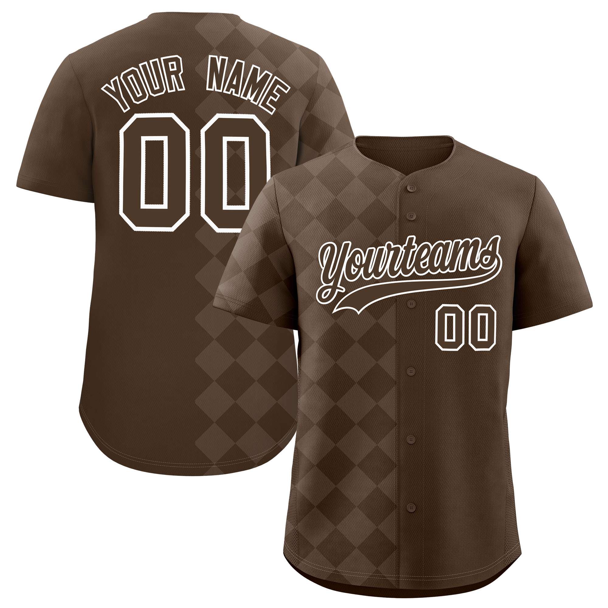Custom Light Brown Rhombus Design Authentic Baseball Jersey| KXKSHOP