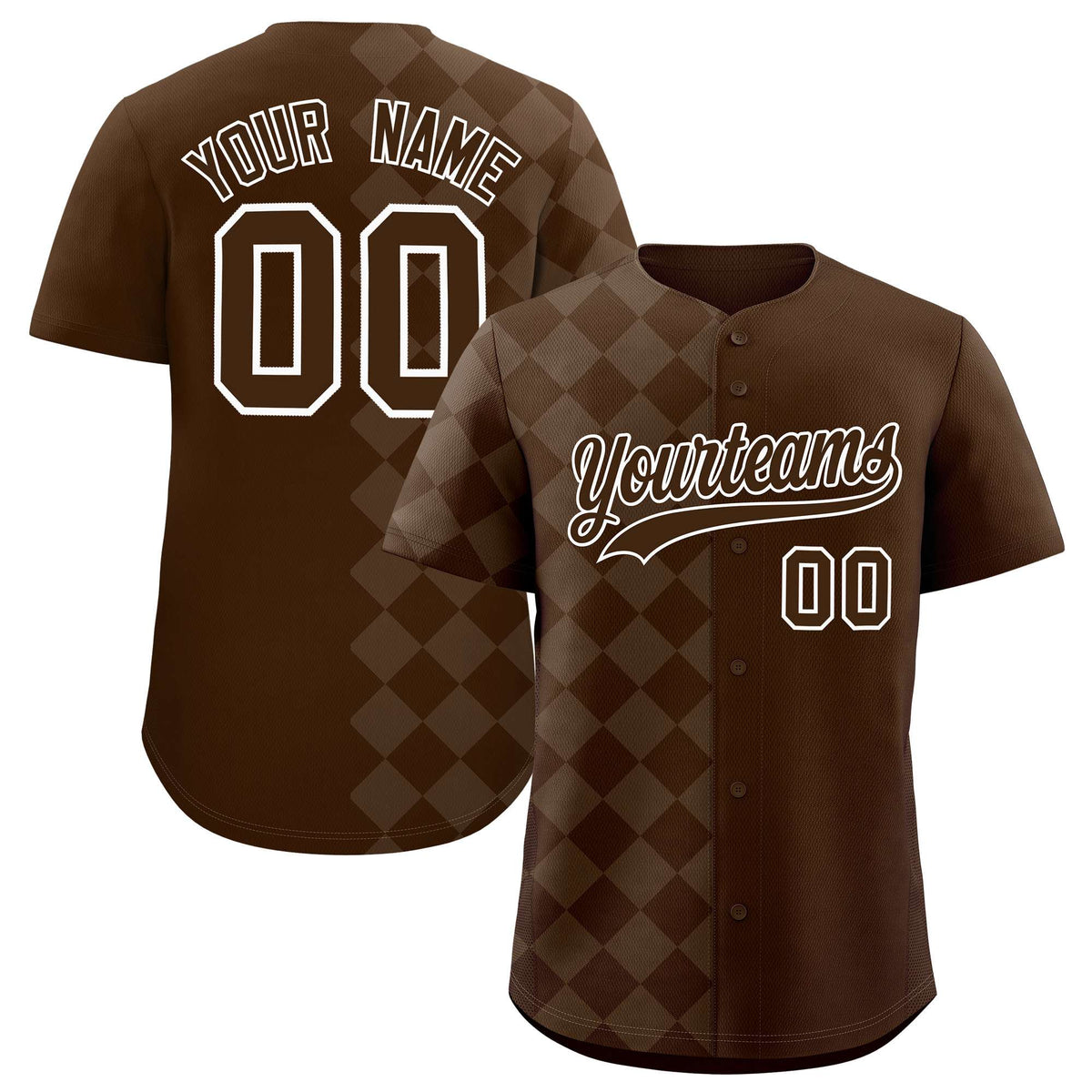 Custom Brown Rhombus Design Authentic Baseball Jersey| KXKSHOP