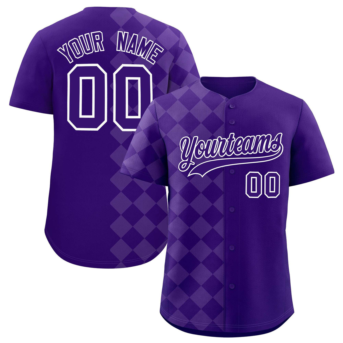 Custom Purple Rhombus Design Authentic Baseball Jersey| KXKSHOP