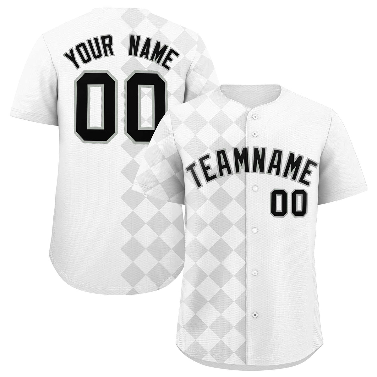 Custom White Rhombus Design Authentic Baseball Jersey| KXKSHOP