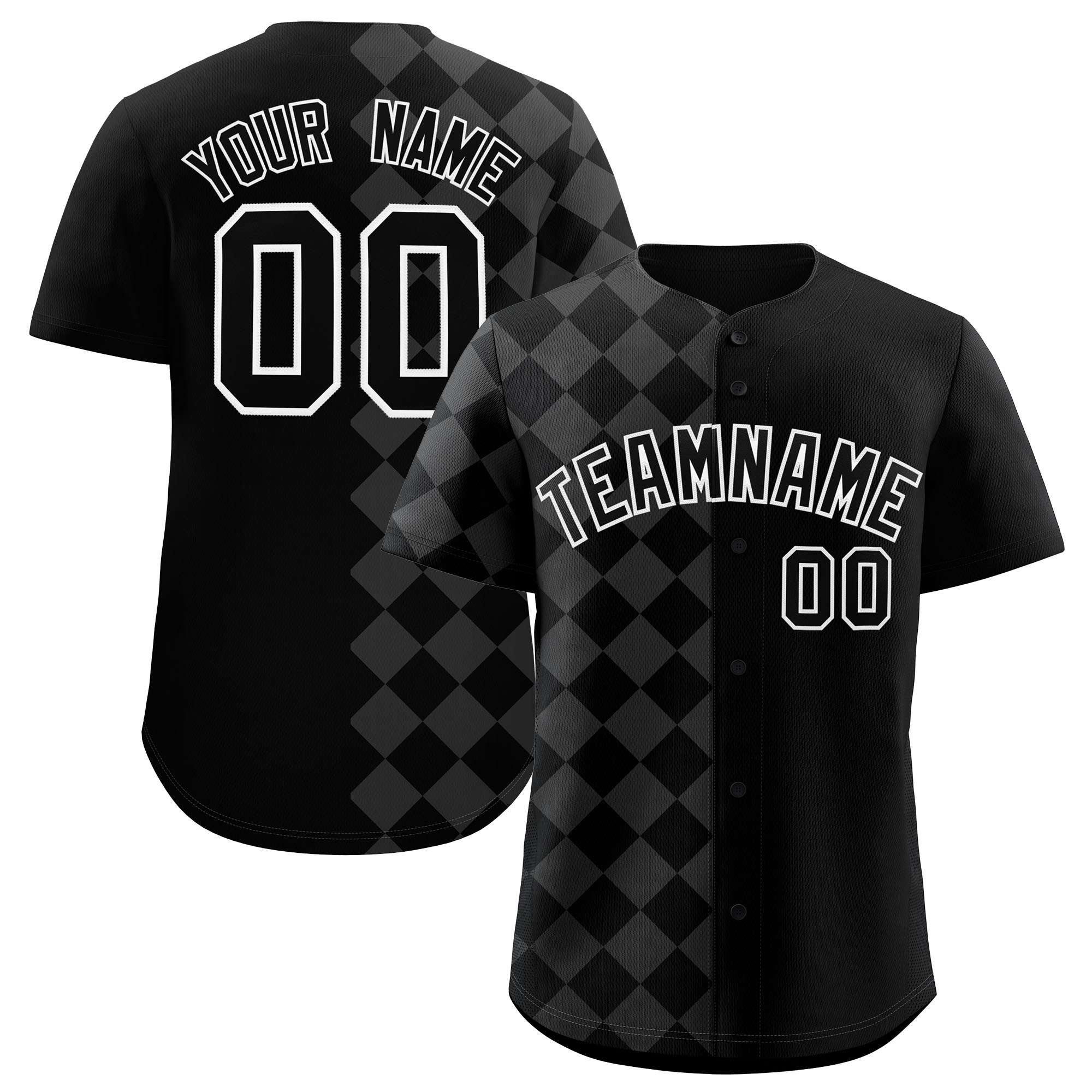 Custom Black Rhombus Design Authentic Baseball Jersey| KXKSHOP