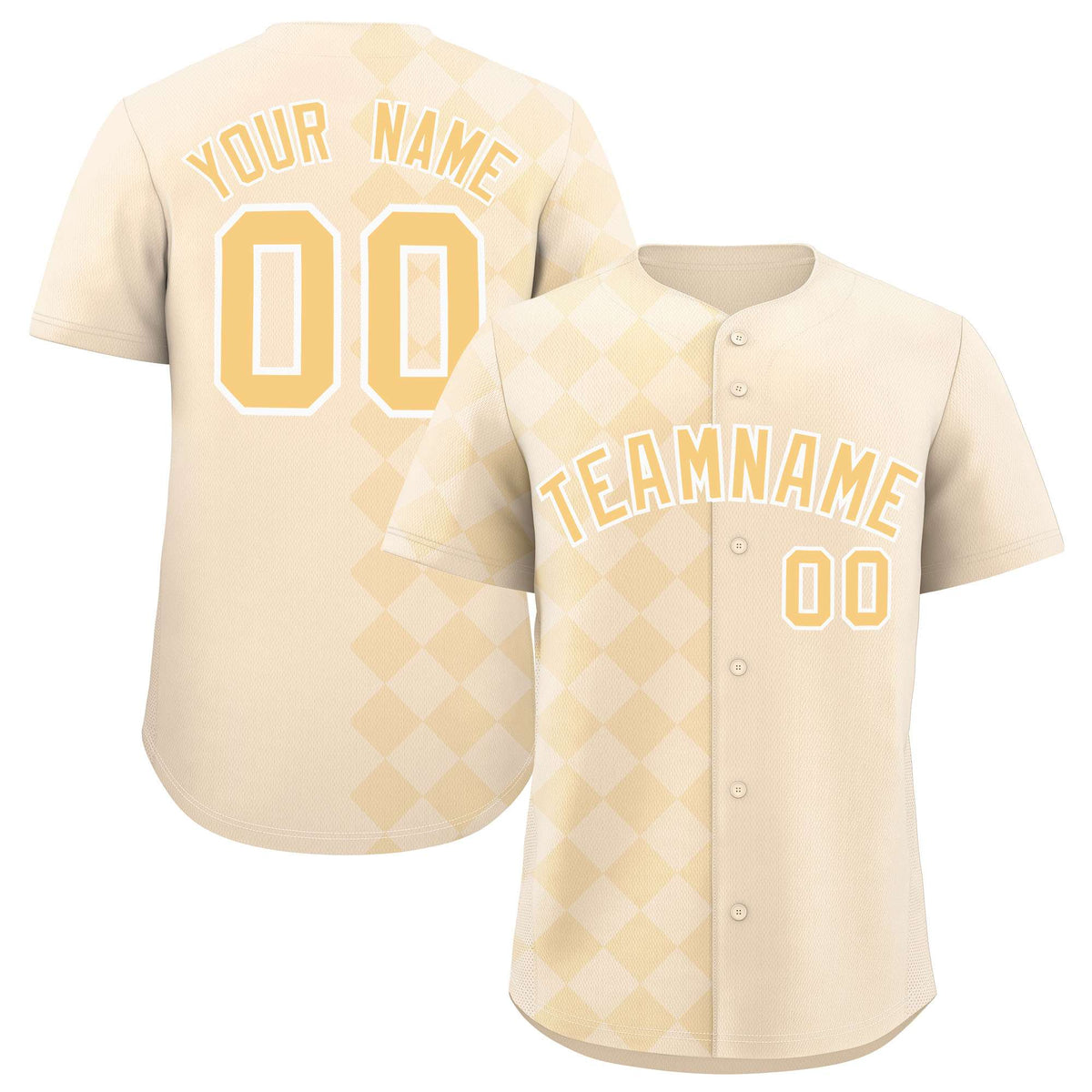 Custom Cream Rhombus Design Authentic Baseball Jersey| KXKSHOP