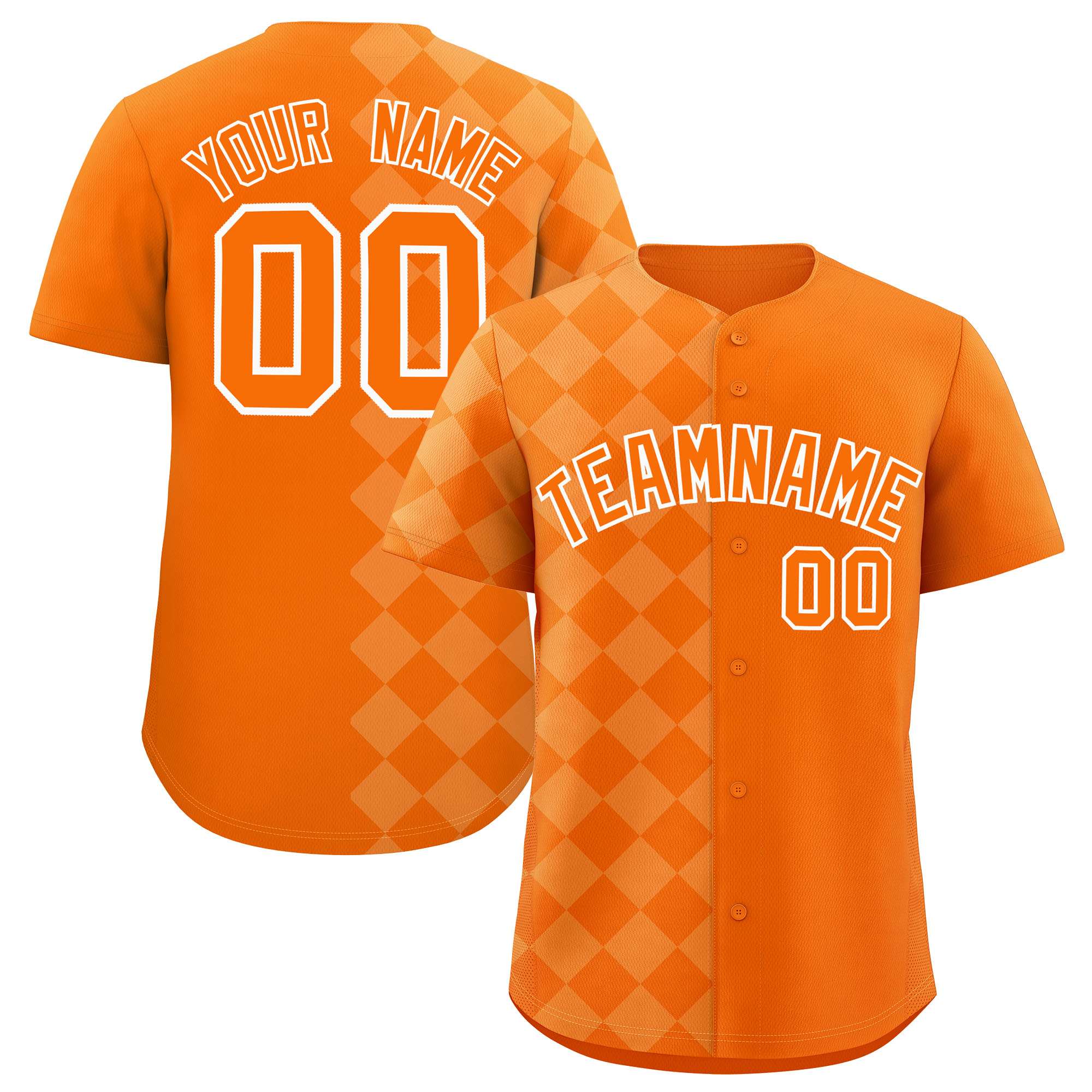 Custom Orange Rhombus Design Authentic Baseball Jersey| KXKSHOP