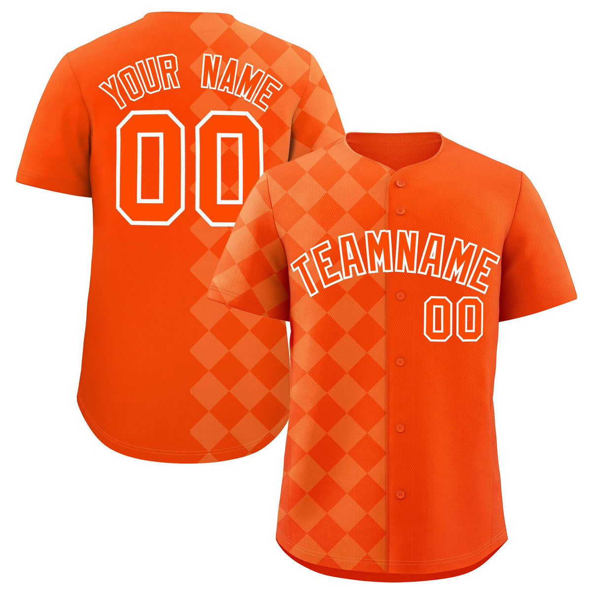 Custom Orange Rhombus Design Authentic Baseball Jersey| KXKSHOP