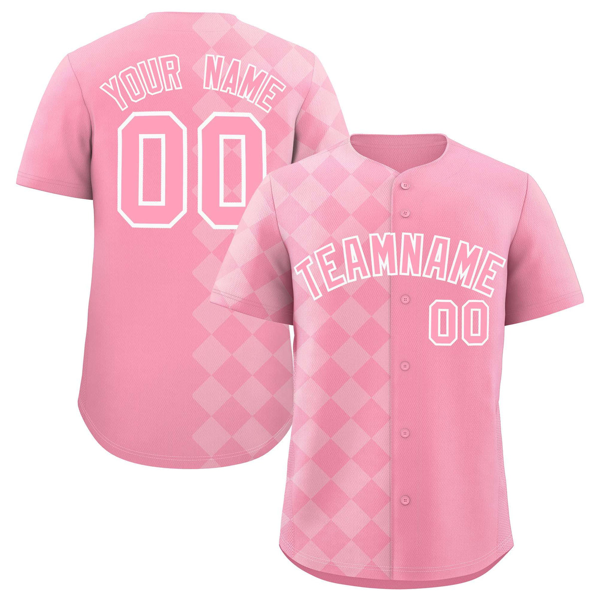Custom Light Pink Rhombus Design Authentic Baseball Jersey| KXKSHOP