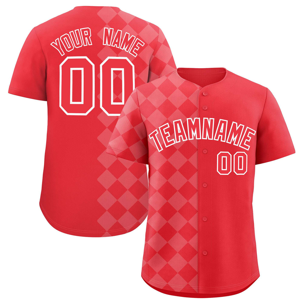 Custom Light Red Rhombus Design Authentic Baseball Jersey| KXKSHOP