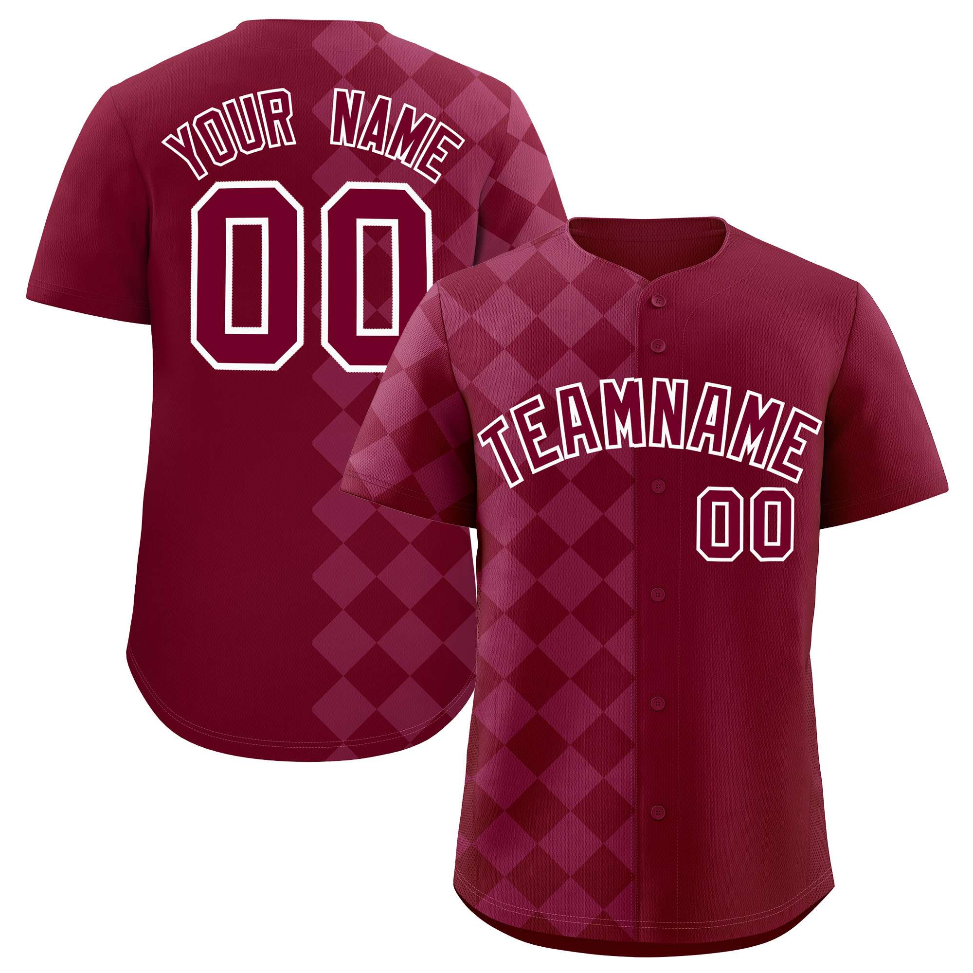 Custom Crimson Rhombus Design Authentic Baseball Jersey| KXKSHOP
