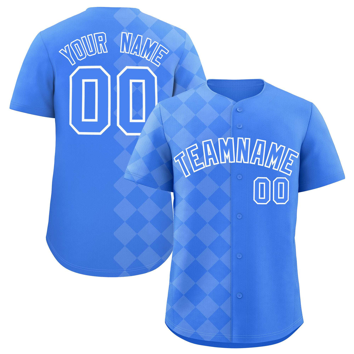 Custom Powder Blue Rhombus Design Authentic Baseball Jersey| KXKSHOP