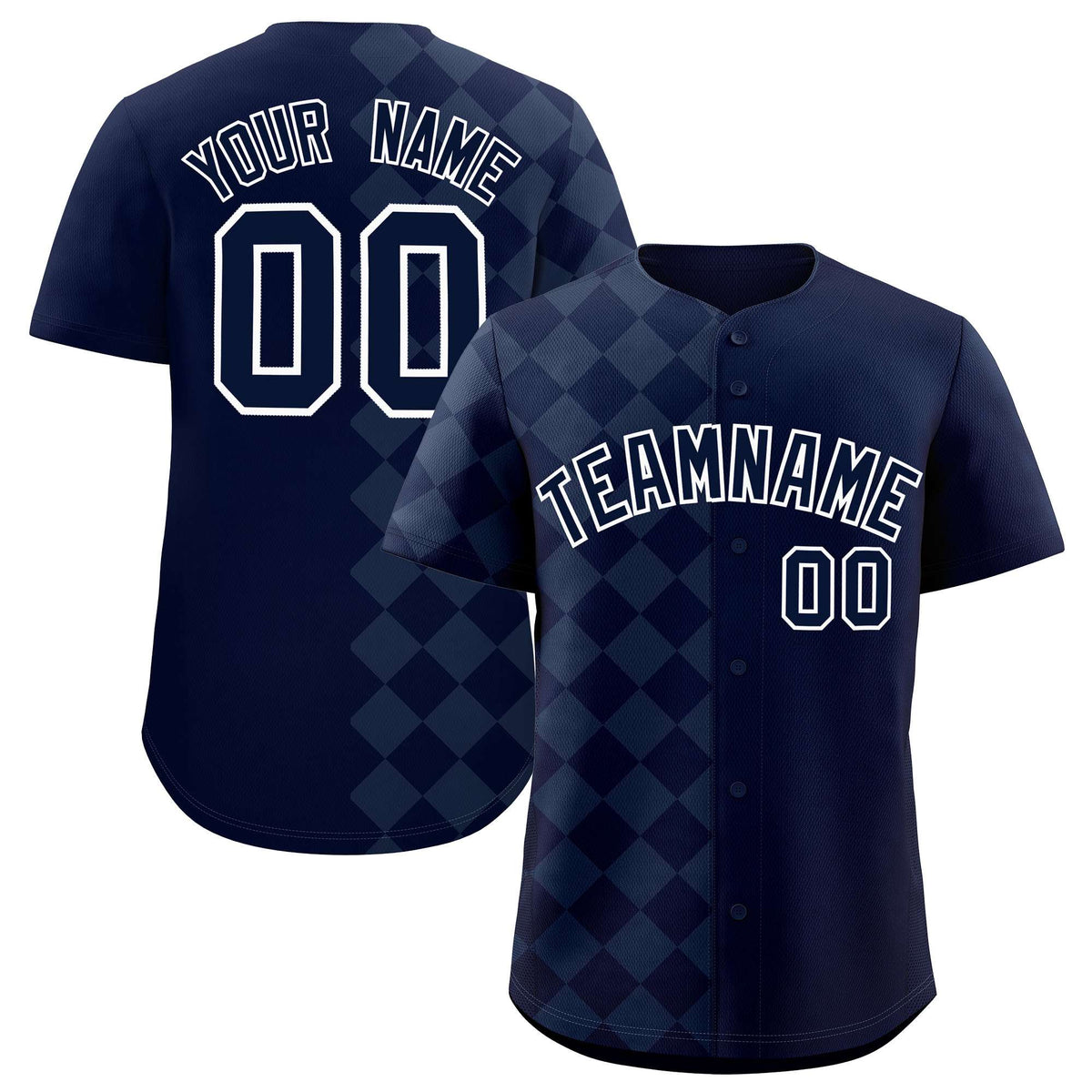 Custom Navy Rhombus Design Authentic Baseball Jersey| KXKSHOP