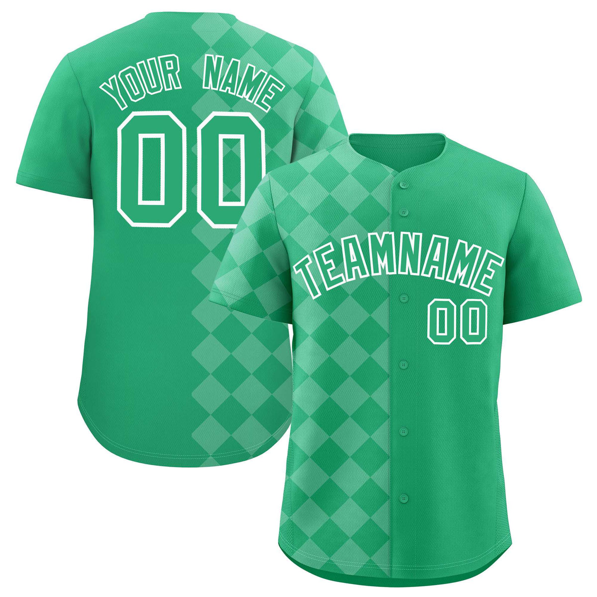 Custom Green Rhombus Design Authentic Baseball Jersey| KXKSHOP