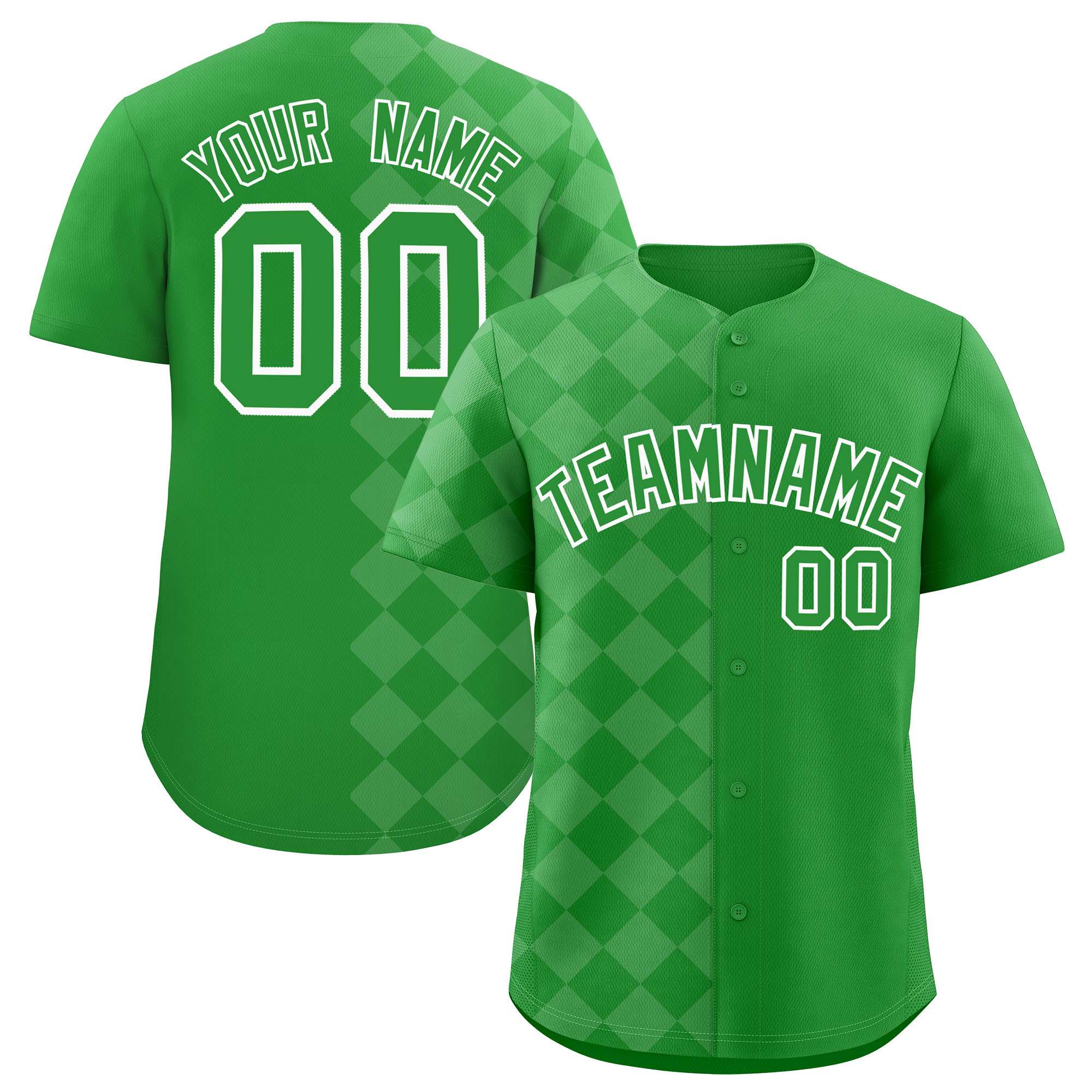 Custom Light Green Rhombus Design Authentic Baseball Jersey| KXKSHOP
