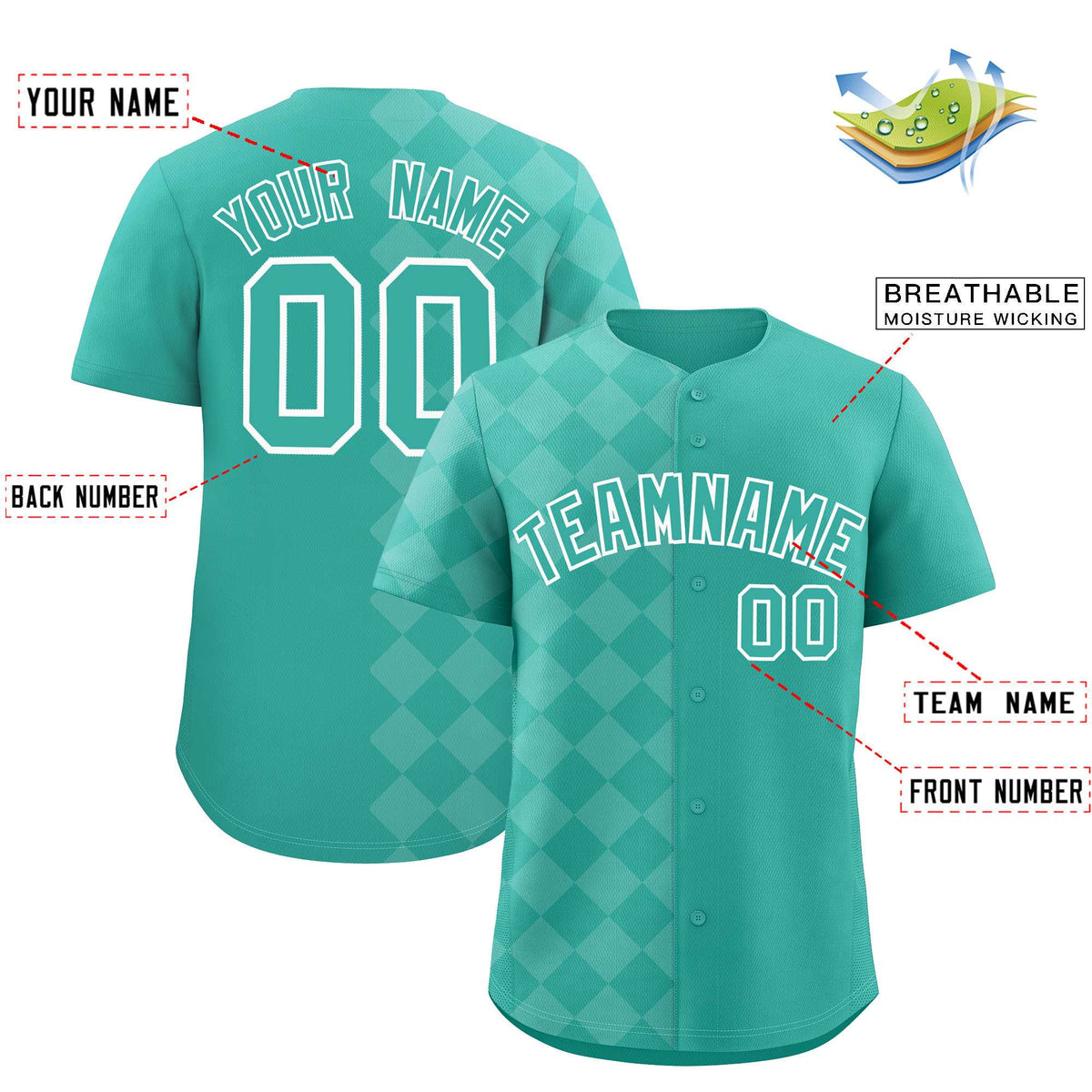 Custom Bright Green Rhombus Design Authentic Baseball Jersey| KXKSHOP