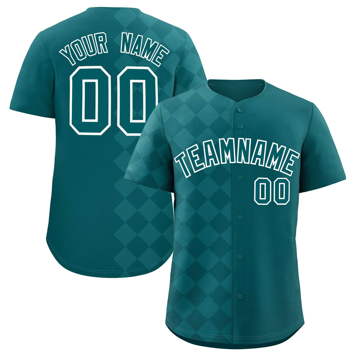 Custom Aqua Rhombus Design Authentic Baseball Jersey| KXKSHOP