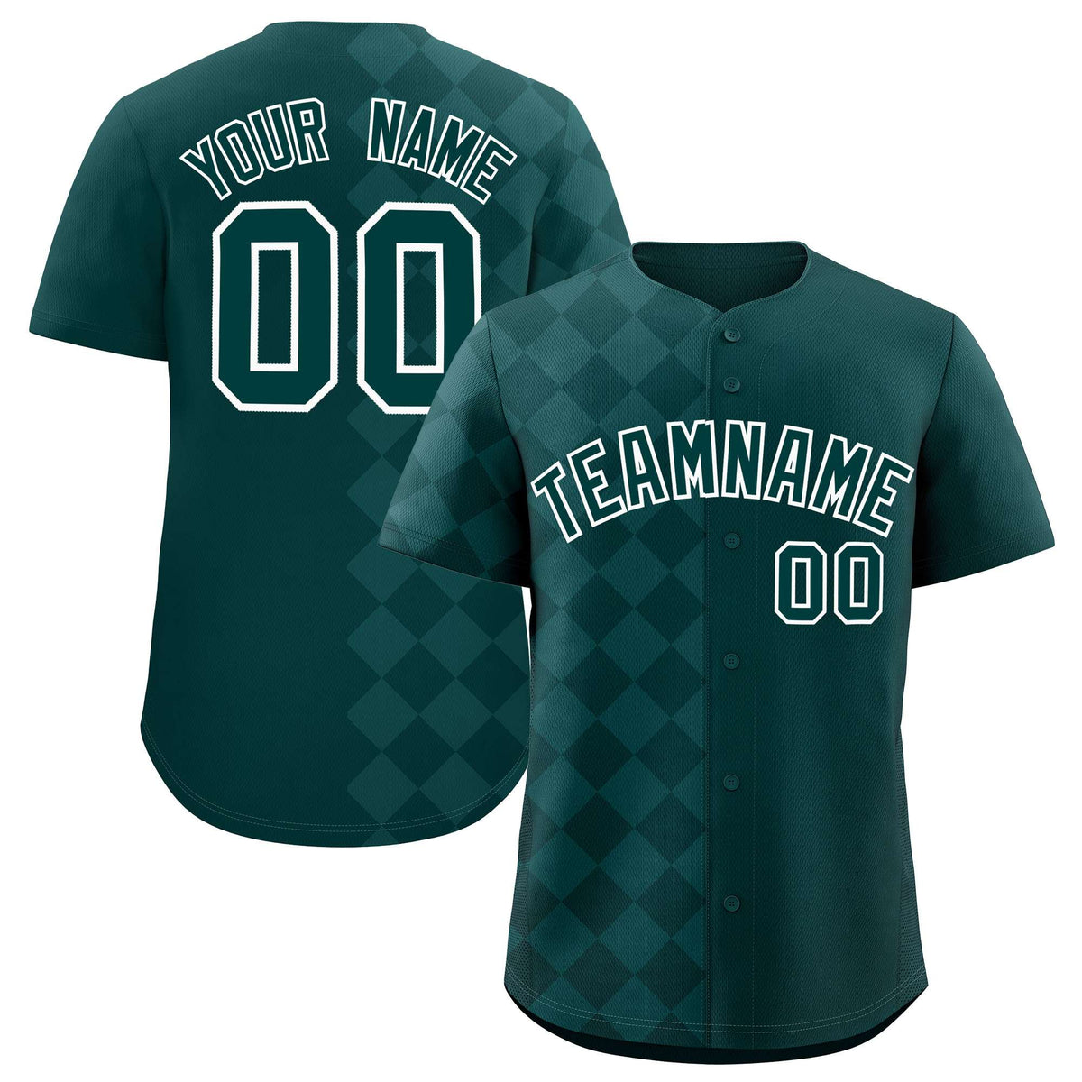 Custom Midnight Green Rhombus Design Authentic Baseball Jersey| KXKSHOP