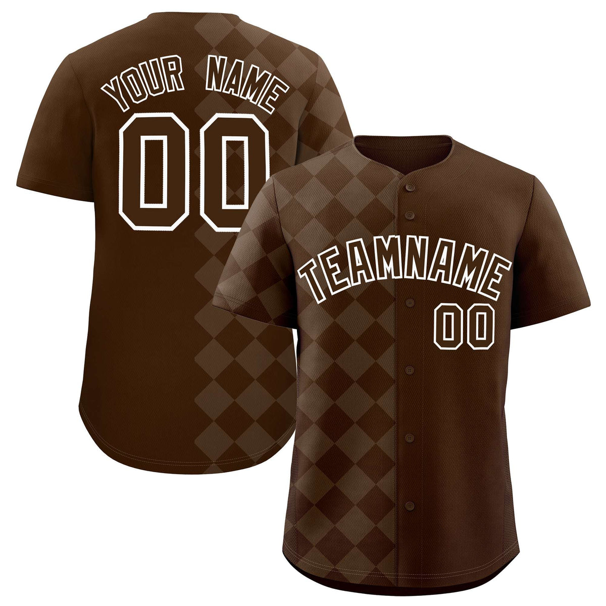 Custom Brown Rhombus Design Authentic Baseball Jersey| KXKSHOP