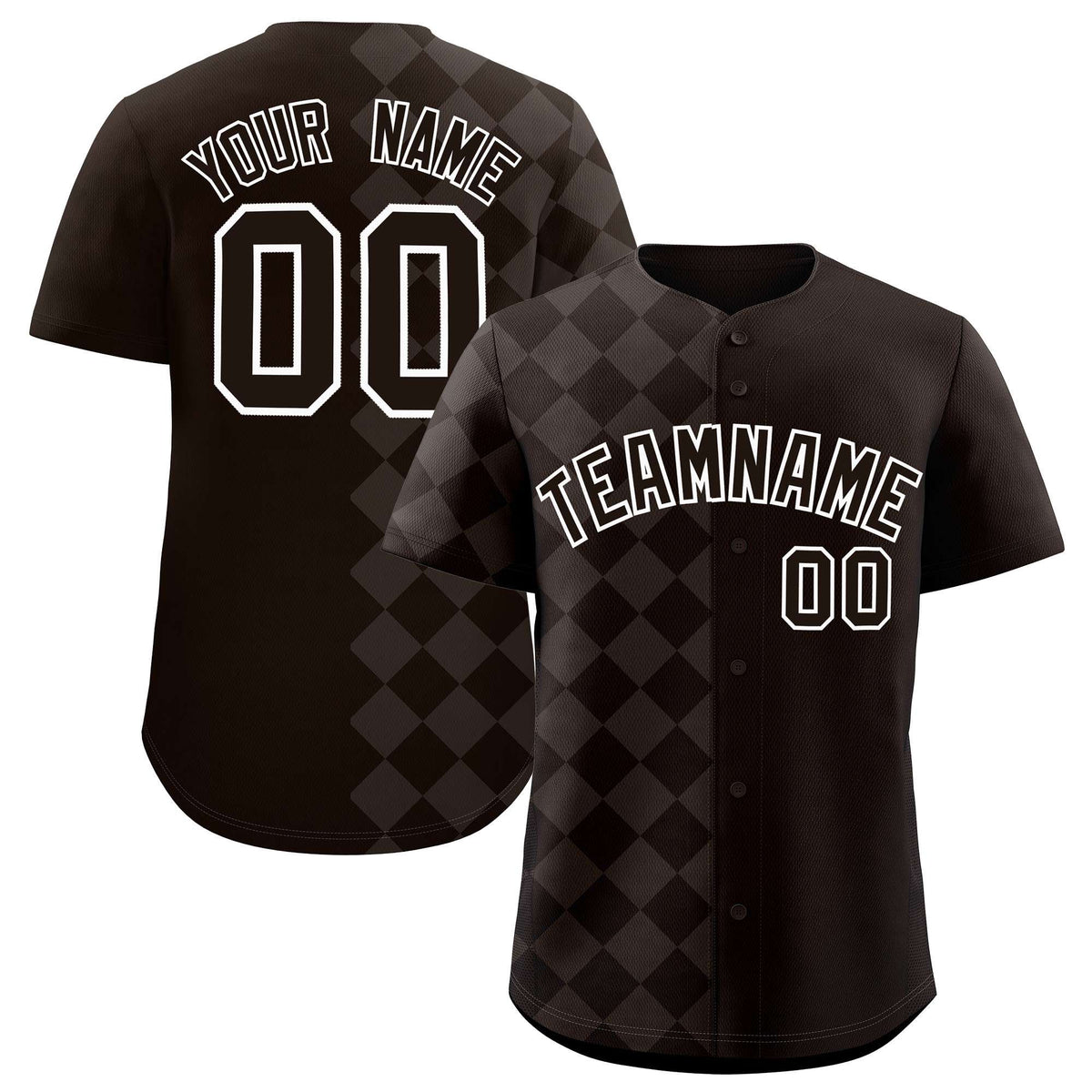 Custom Brown Rhombus Design Authentic Baseball Jersey| KXKSHOP
