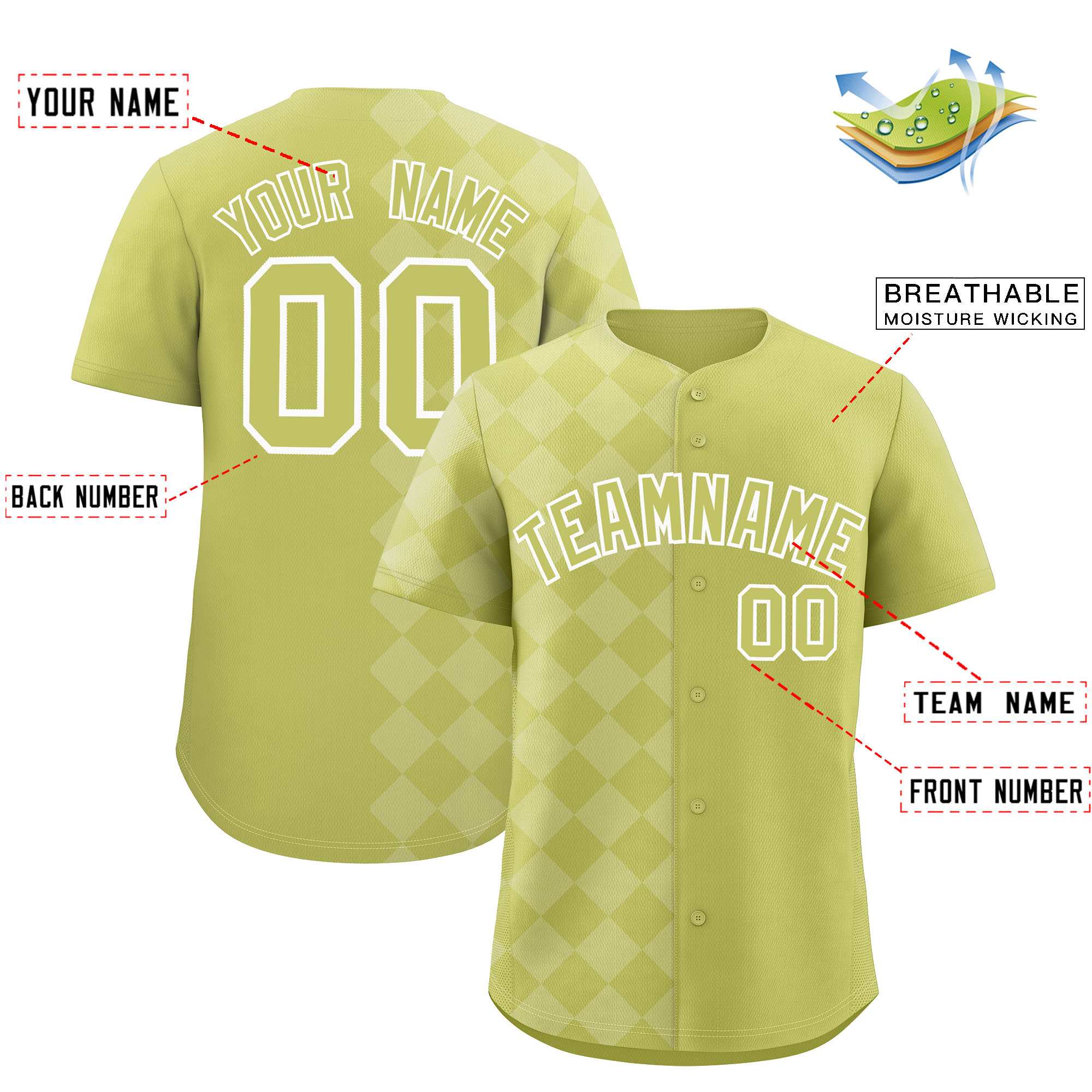 Custom Champagne Rhombus Design Authentic Baseball Jersey| KXKSHOP