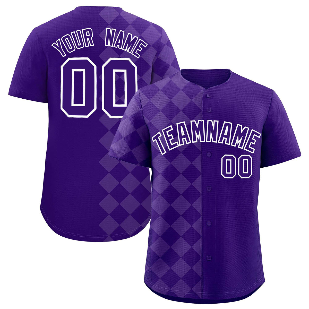 Custom Purple Rhombus Design Authentic Baseball Jersey| KXKSHOP