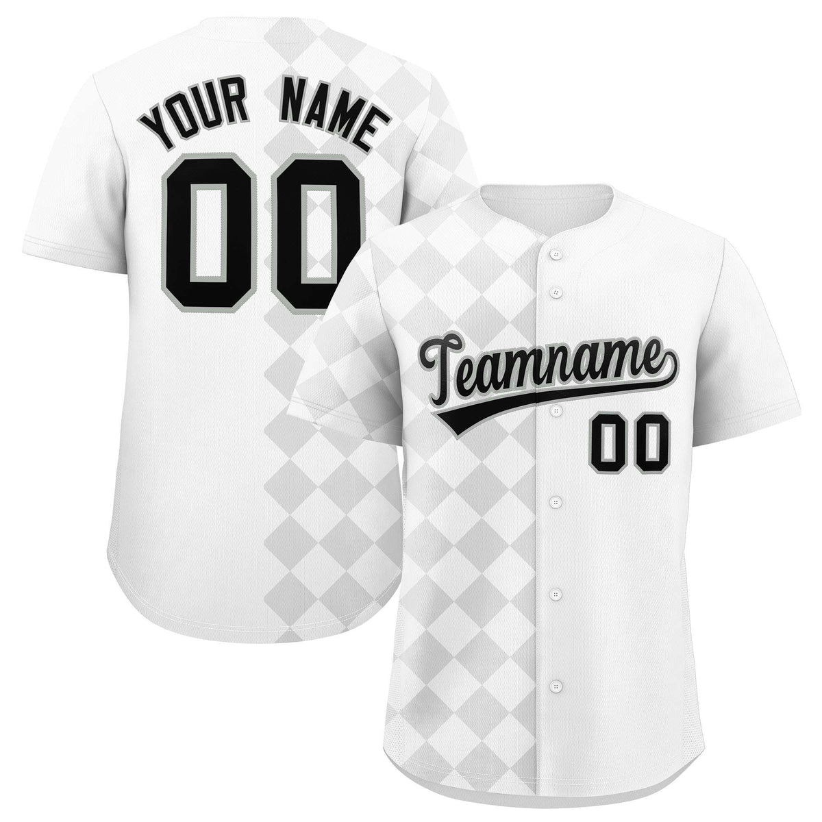 Custom White Rhombus Design Authentic Baseball Jersey| KXKSHOP