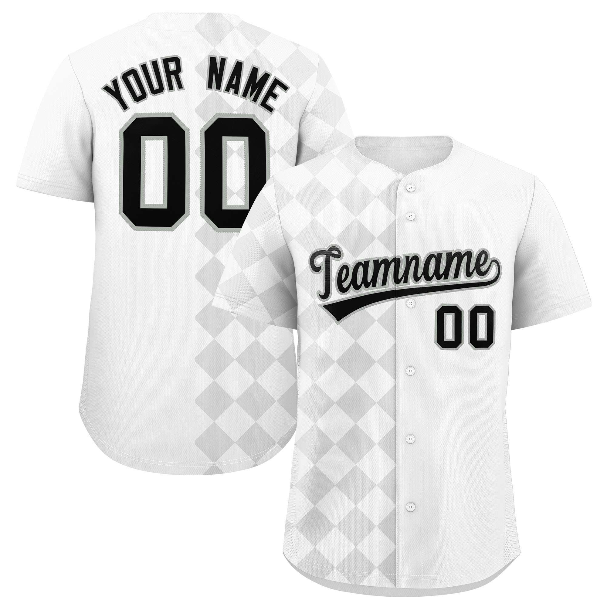 Custom White Rhombus Design Authentic Baseball Jersey| KXKSHOP