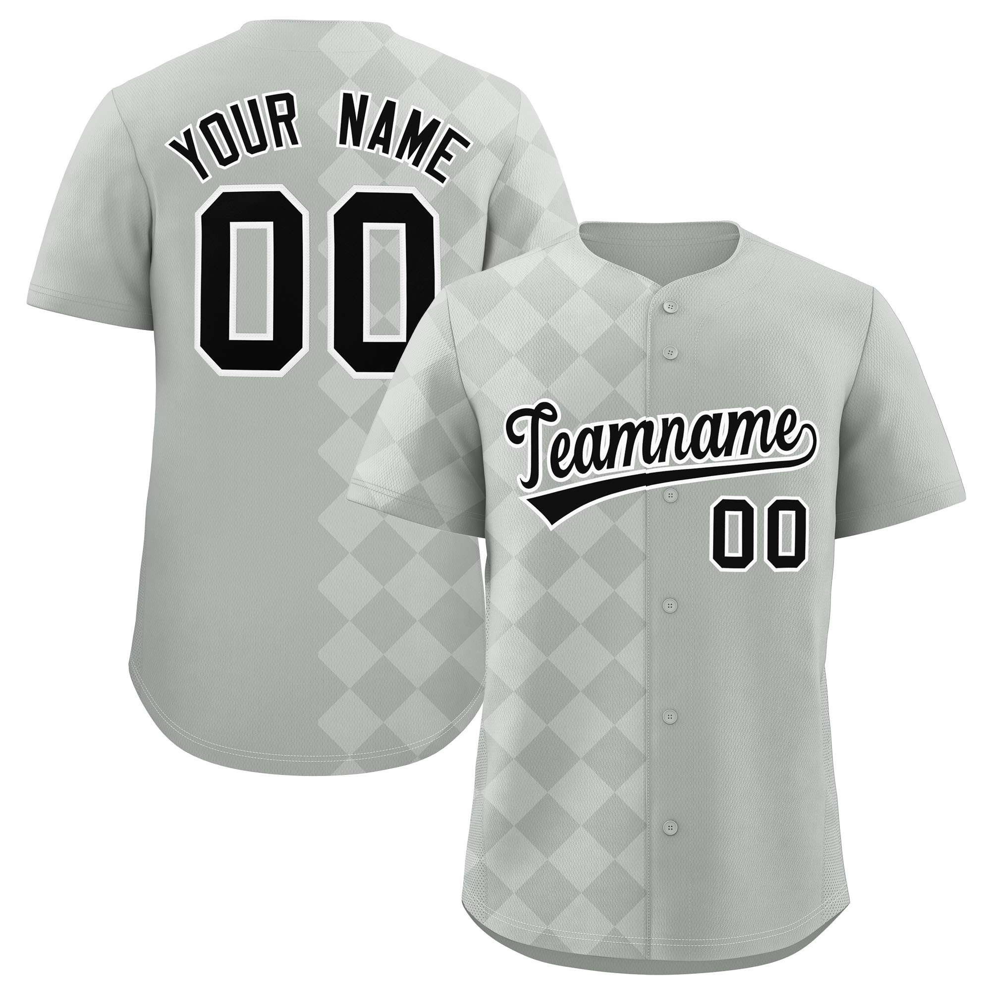 Custom Gray Rhombus Design Authentic Baseball Jersey| KXKSHOP