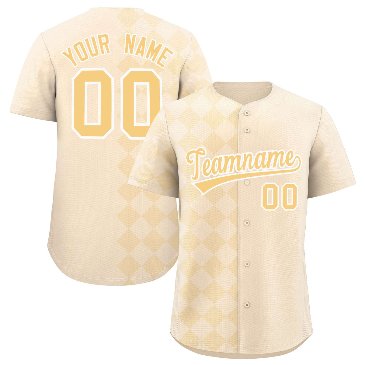 Custom Cream Rhombus Design Authentic Baseball Jersey| KXKSHOP