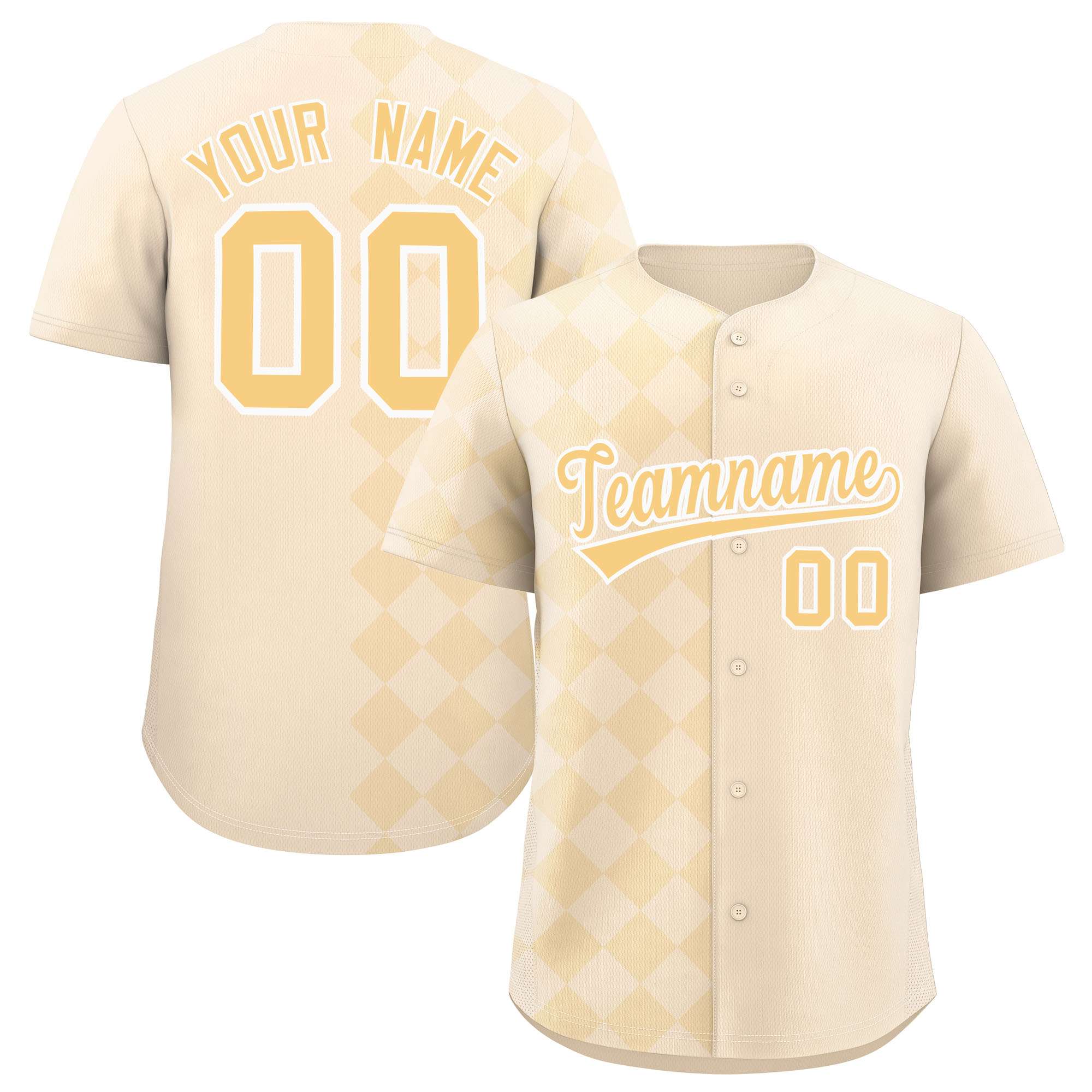 Custom Cream Rhombus Design Authentic Baseball Jersey| KXKSHOP