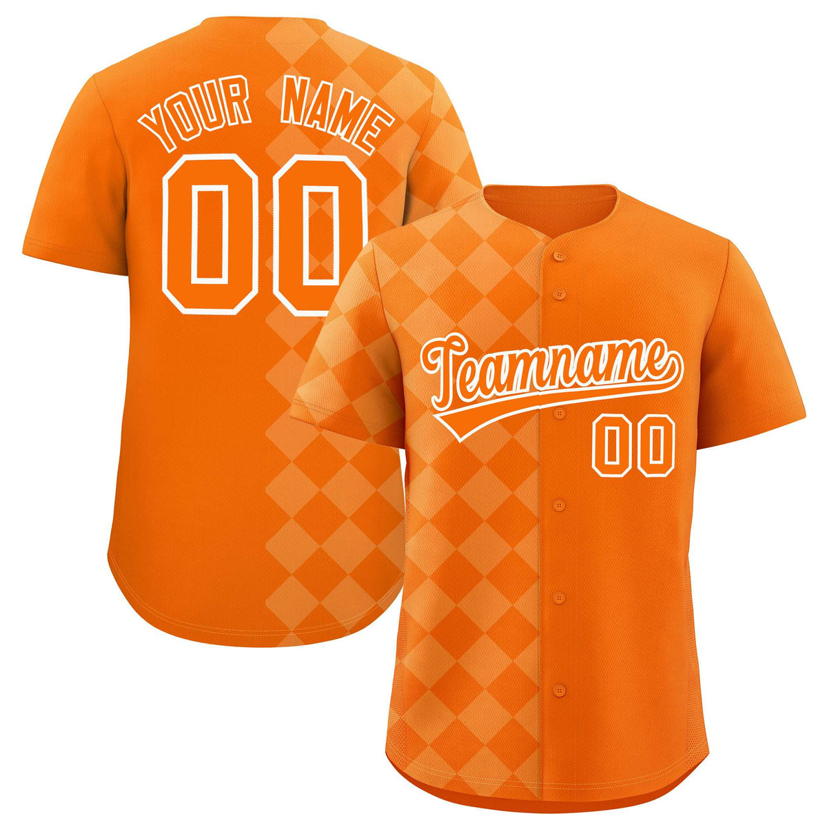 Custom Orange Rhombus Design Authentic Baseball Jersey| KXKSHOP