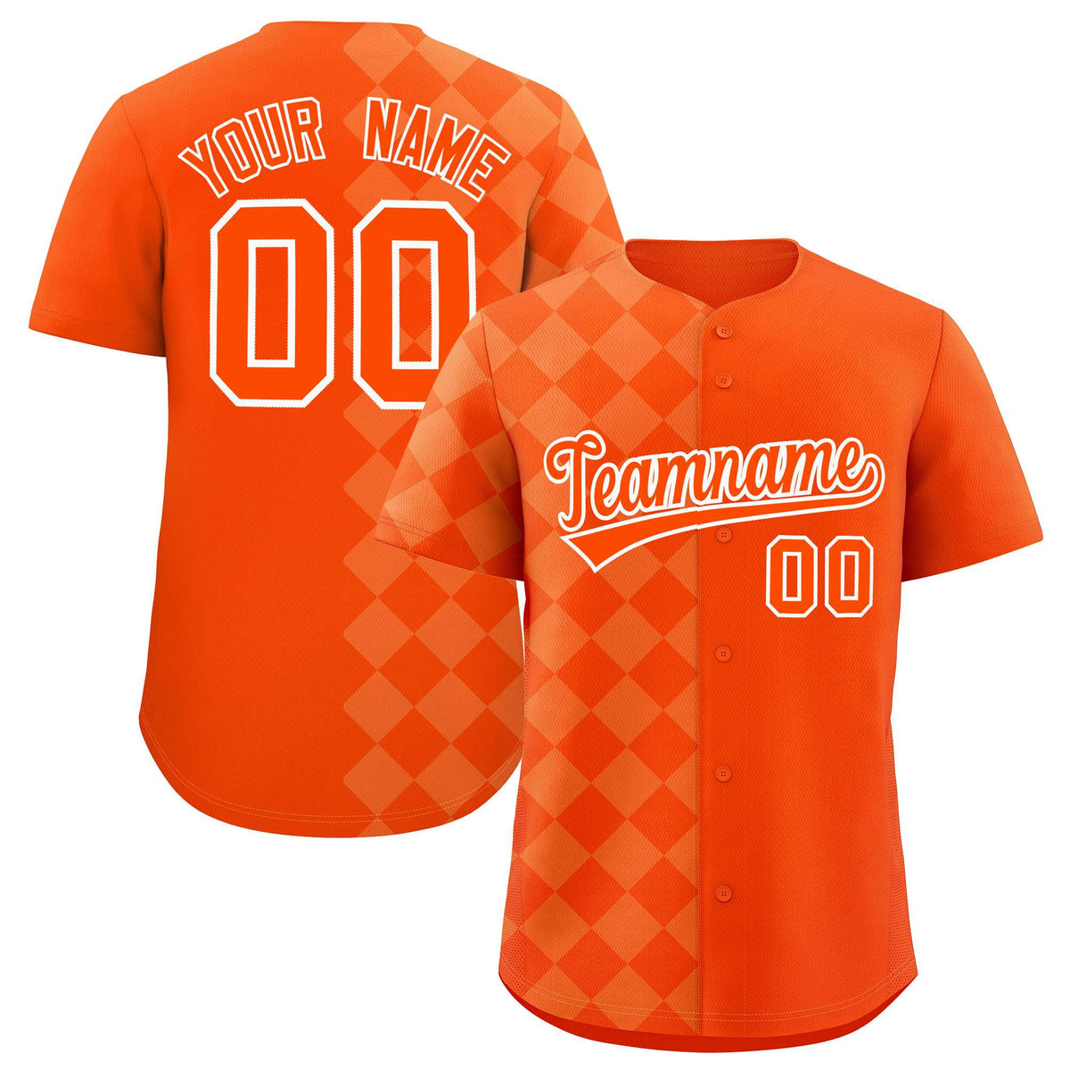 Custom Orange Rhombus Design Authentic Baseball Jersey| KXKSHOP