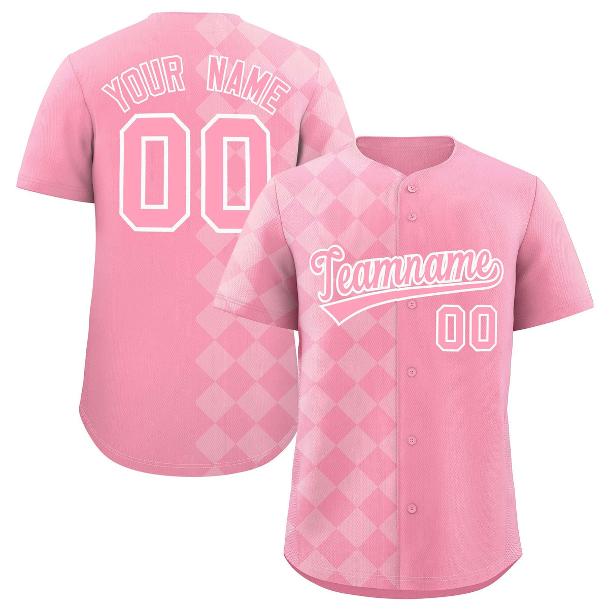 Custom Light Pink Rhombus Design Authentic Baseball Jersey| KXKSHOP